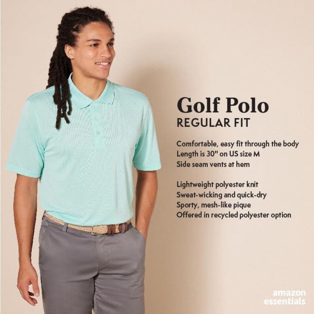 image:imageAmazon Essentials Mens RegularFit QuickDry Golf Polo Shirt Discontinued ColorsDark Navy