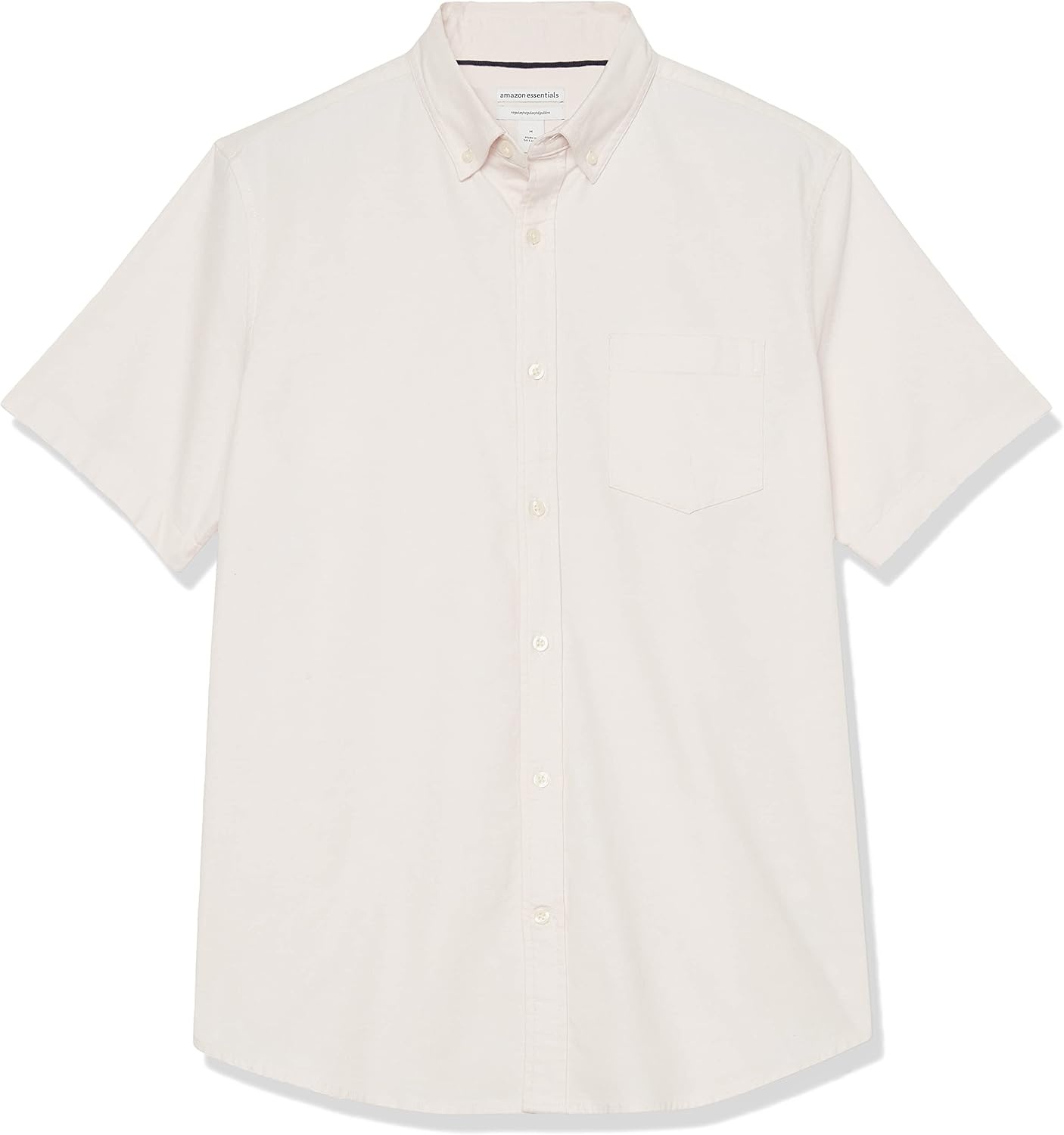 image:imageAmazon Essentials Mens RegularFit Short Sleeve Stretch Oxford Shirt with PocketPale Pink