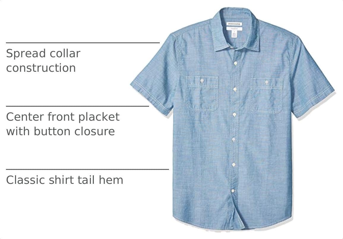 image:imageAmazon Essentials Mens RegularFit ShortSleeve Poplin Shirt Collared WashedMedium Blue
