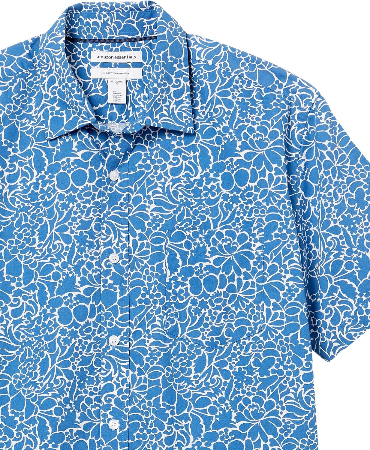 image:imageAmazon Essentials Mens RegularFit ShortSleeve Poplin Shirt Collared WashedNavy Floral