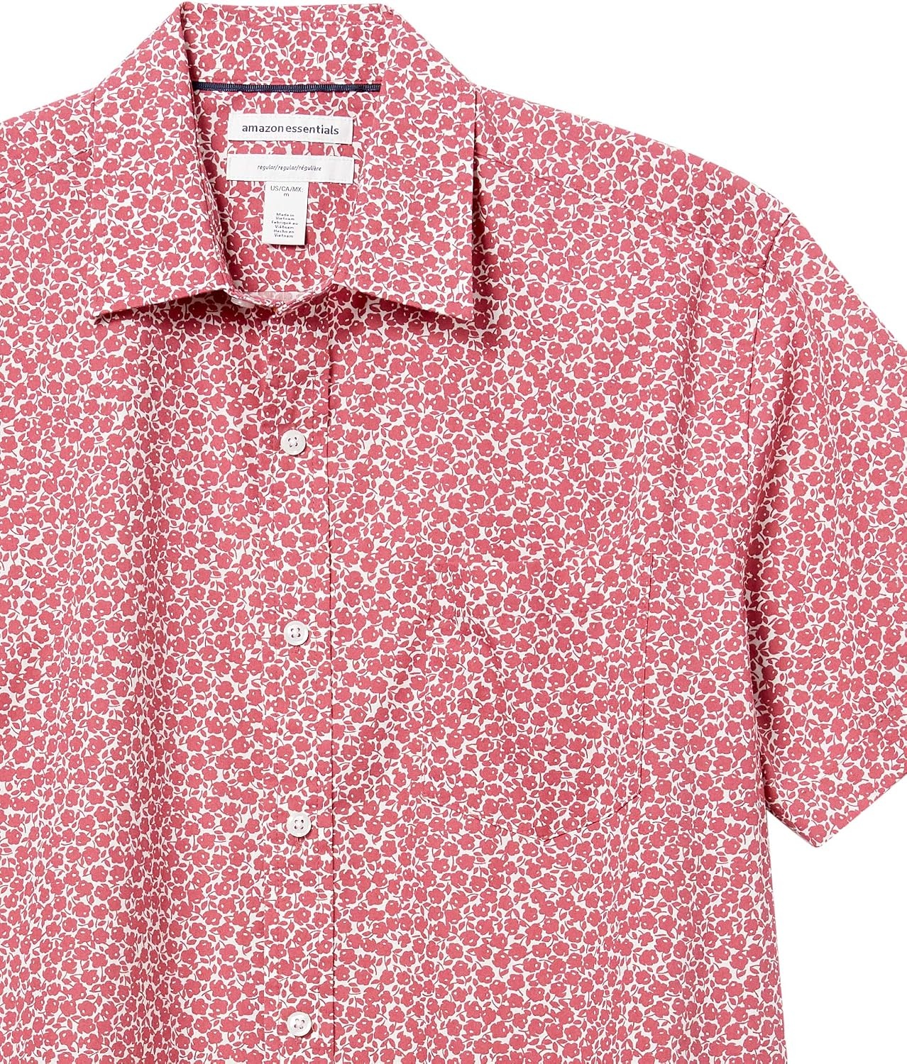 image:imageAmazon Essentials Mens RegularFit ShortSleeve Poplin Shirt Collared WashedWashed Red Roses