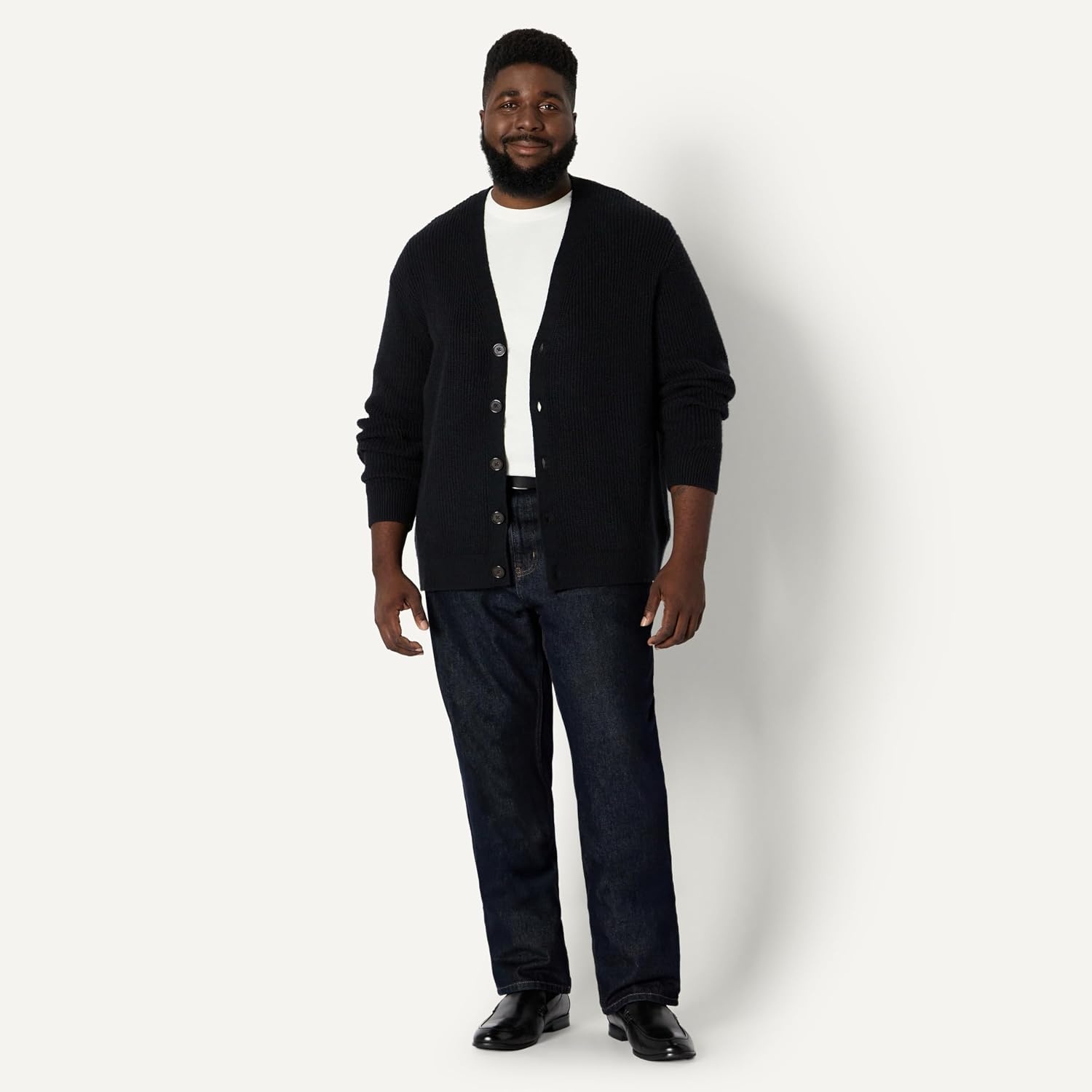image:imageAmazon Essentials Mens RelaxedFit Cotton Blend CardiganBlack