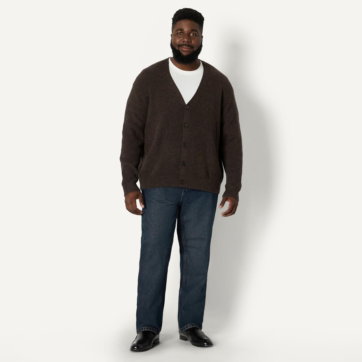image:imageAmazon Essentials Mens RelaxedFit Cotton Blend CardiganCharcoal Heather