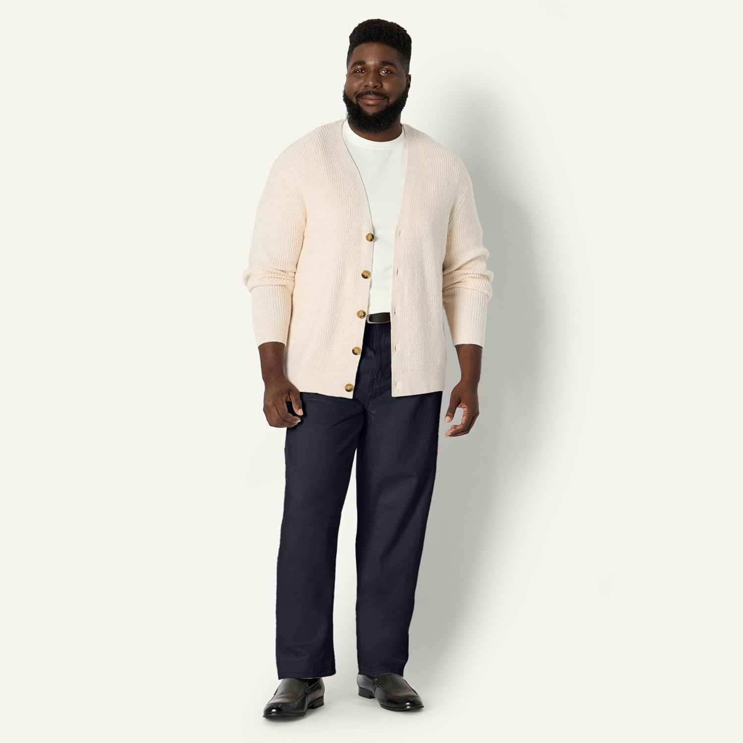 image:imageAmazon Essentials Mens RelaxedFit Cotton Blend CardiganOatmeal Heather