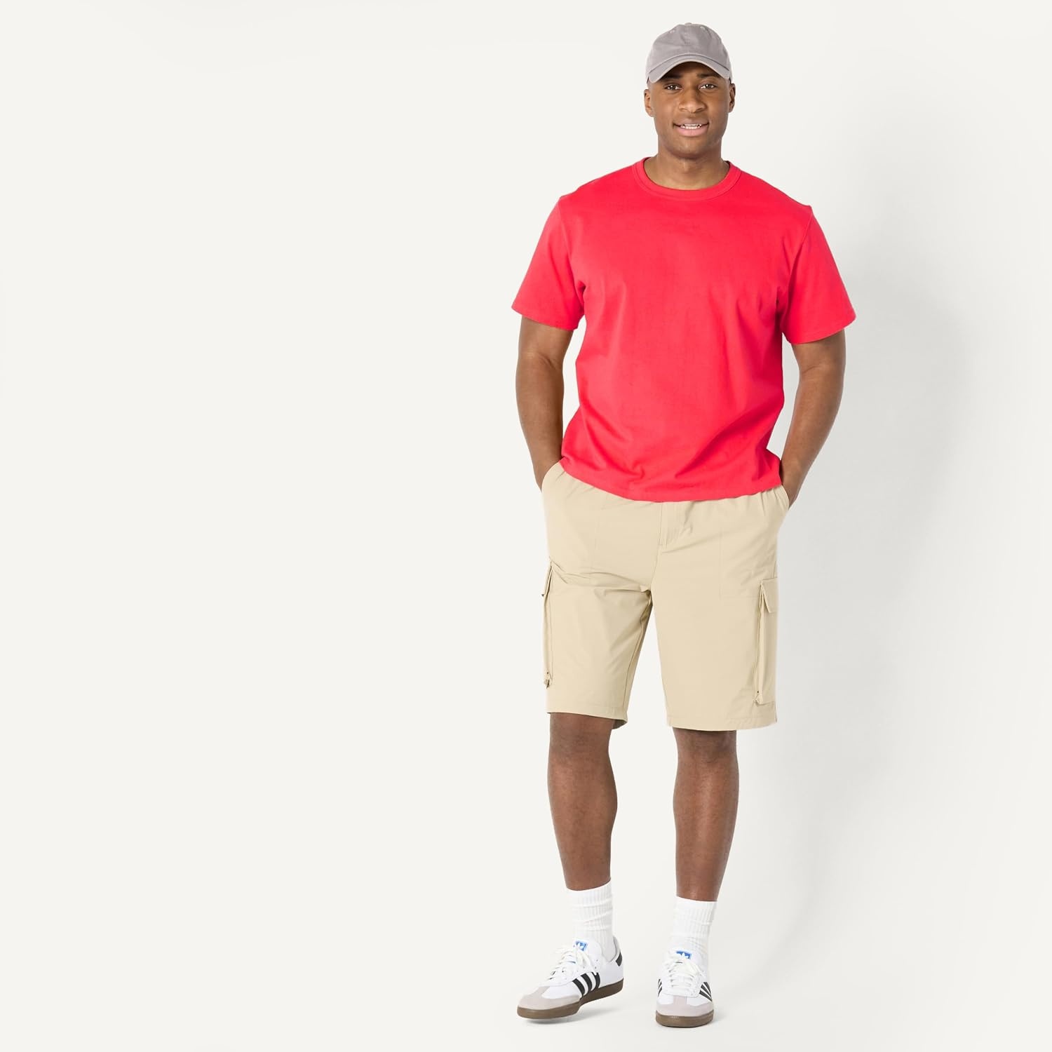 image:imageAmazon Essentials Mens RelaxedFit Heavyweight Cotton Pocket TShirtBright Poppy Red