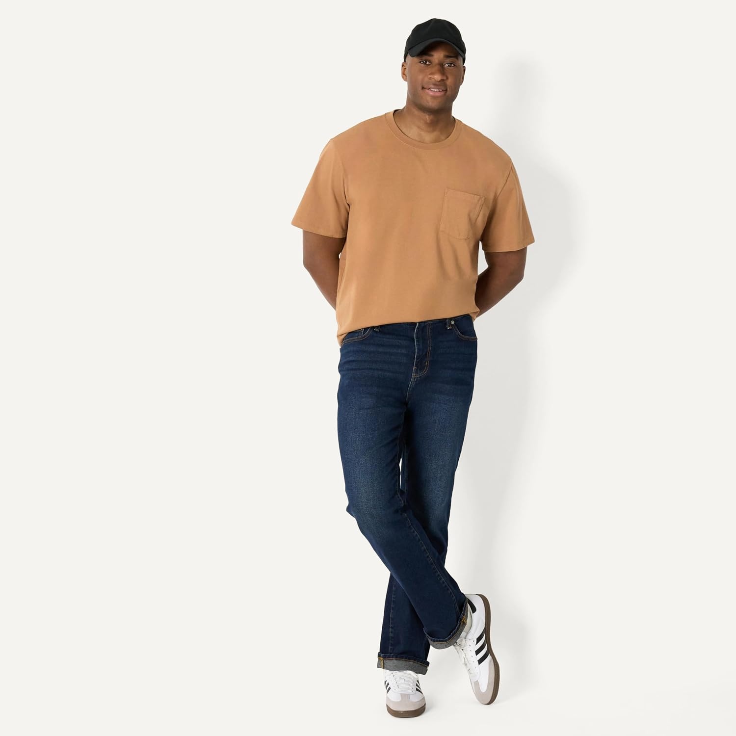 image:imageAmazon Essentials Mens RelaxedFit Heavyweight Cotton Pocket TShirtDark Tan