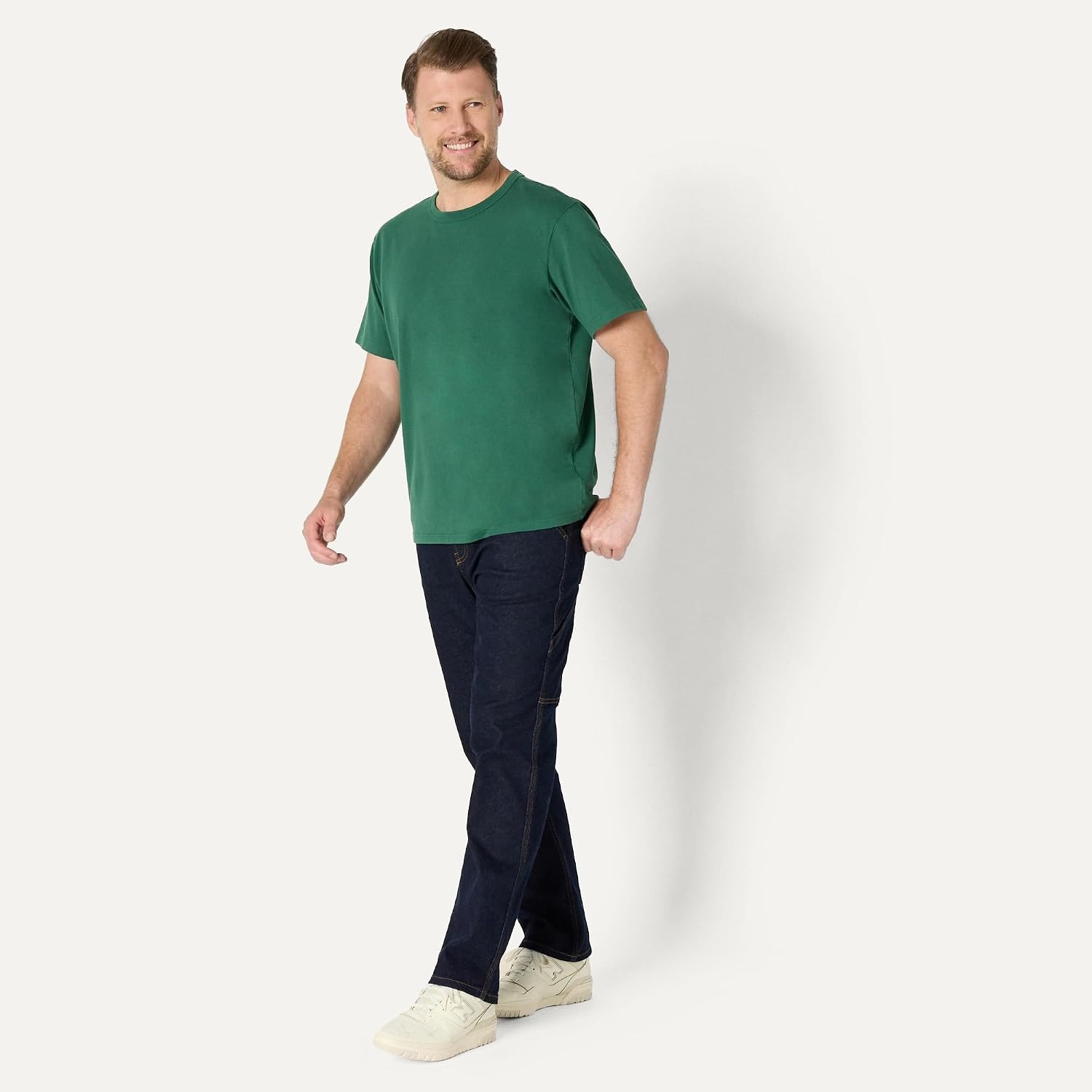 image:imageAmazon Essentials Mens RelaxedFit Heavyweight Cotton Pocket TShirtDeep Green