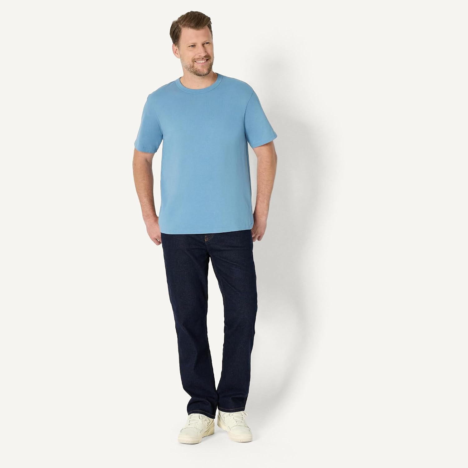 image:imageAmazon Essentials Mens RelaxedFit Heavyweight Cotton Pocket TShirtDusty Blue