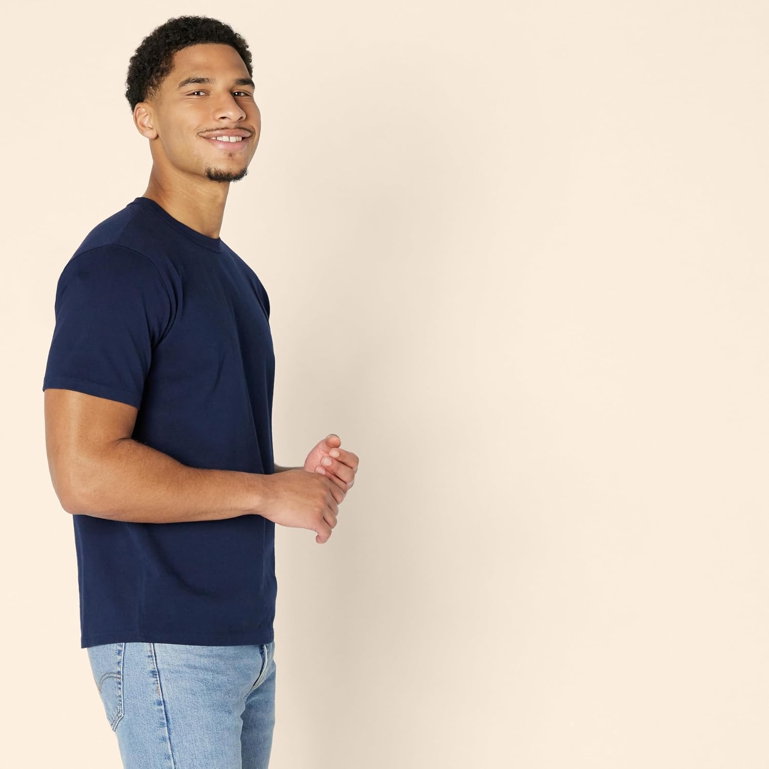 image:imageAmazon Essentials Mens RelaxedFit Heavyweight Cotton Pocket TShirtNavy