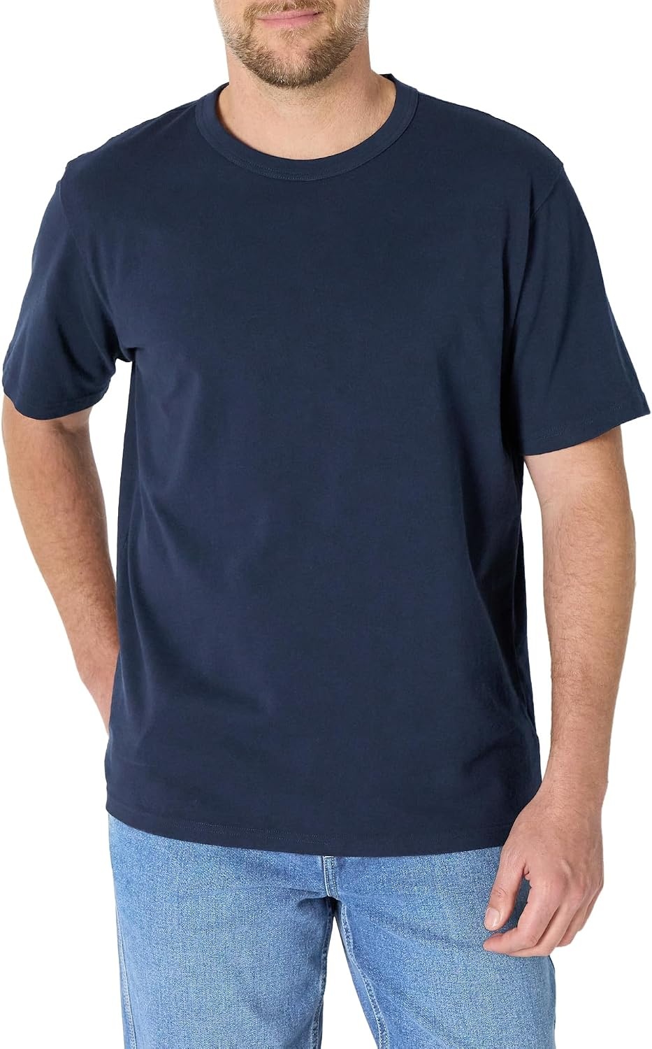 image:imageAmazon Essentials Mens RelaxedFit Heavyweight Cotton Pocket TShirtNavy