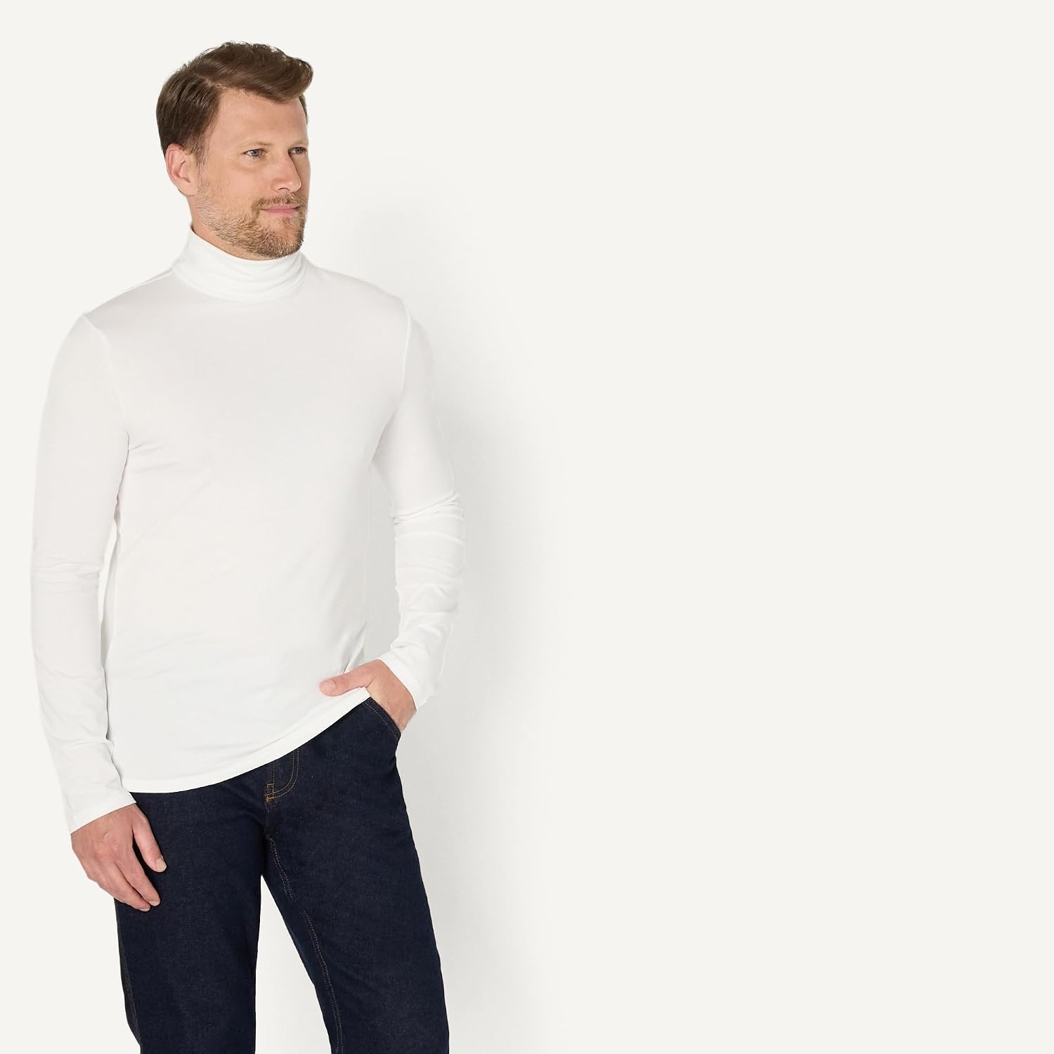 image:imageAmazon Essentials Mens Slim Fit Turtleneck ShirtWhite