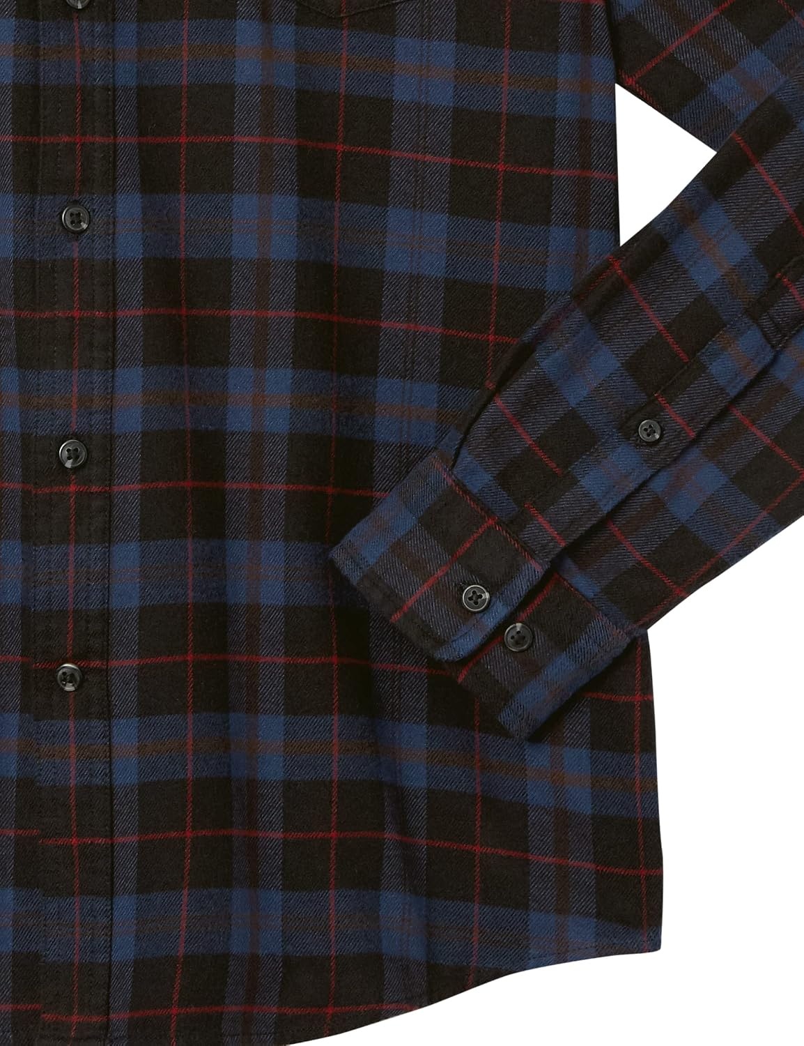 image:imageAmazon Essentials Mens SlimFit Brushed Cotton Flannel Shirt Long Sleeve Button Down Collared PlaidBlack Blue Check Plaid