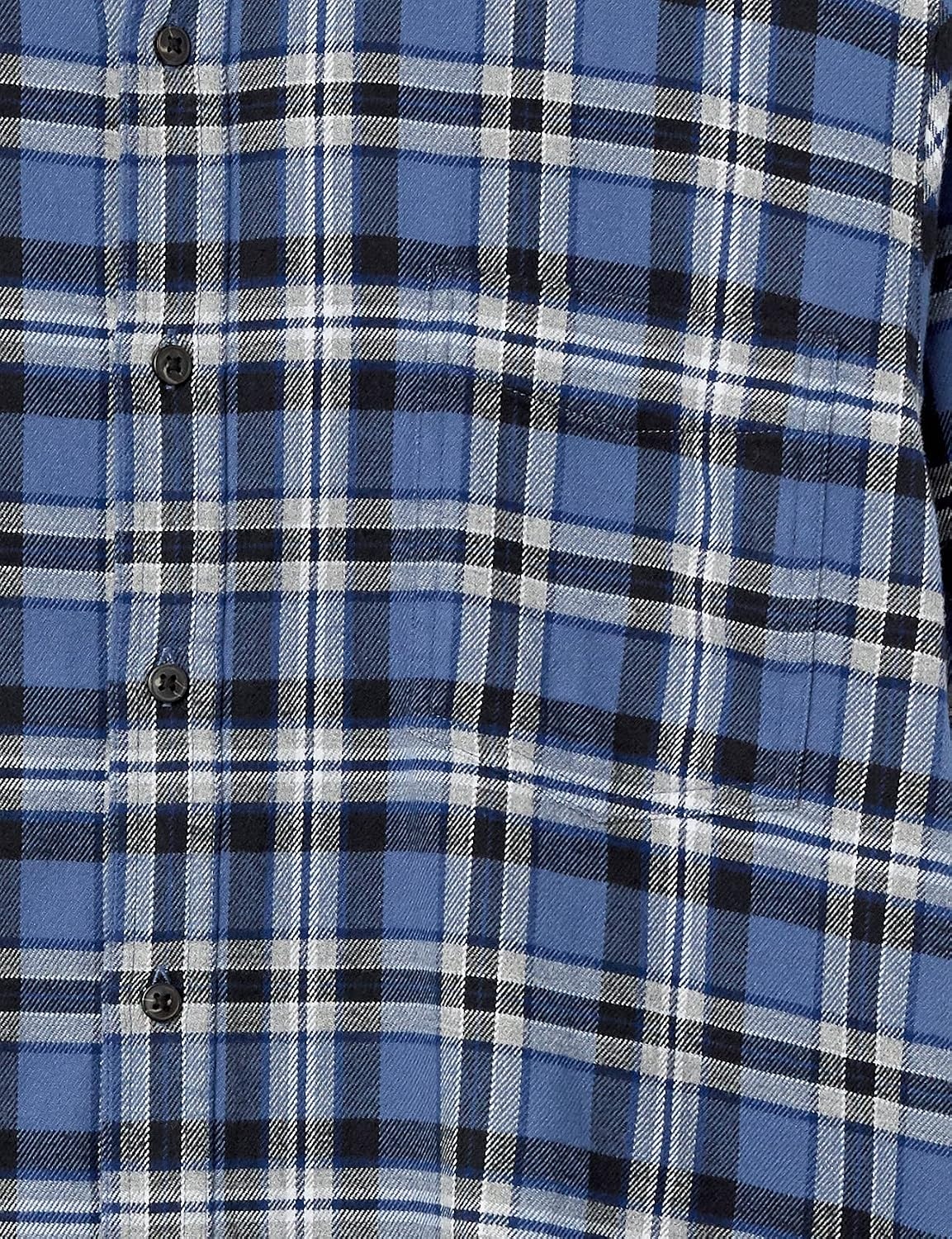 image:imageAmazon Essentials Mens SlimFit Brushed Cotton Flannel Shirt Long Sleeve Button Down Collared PlaidBlack Blue Plaid