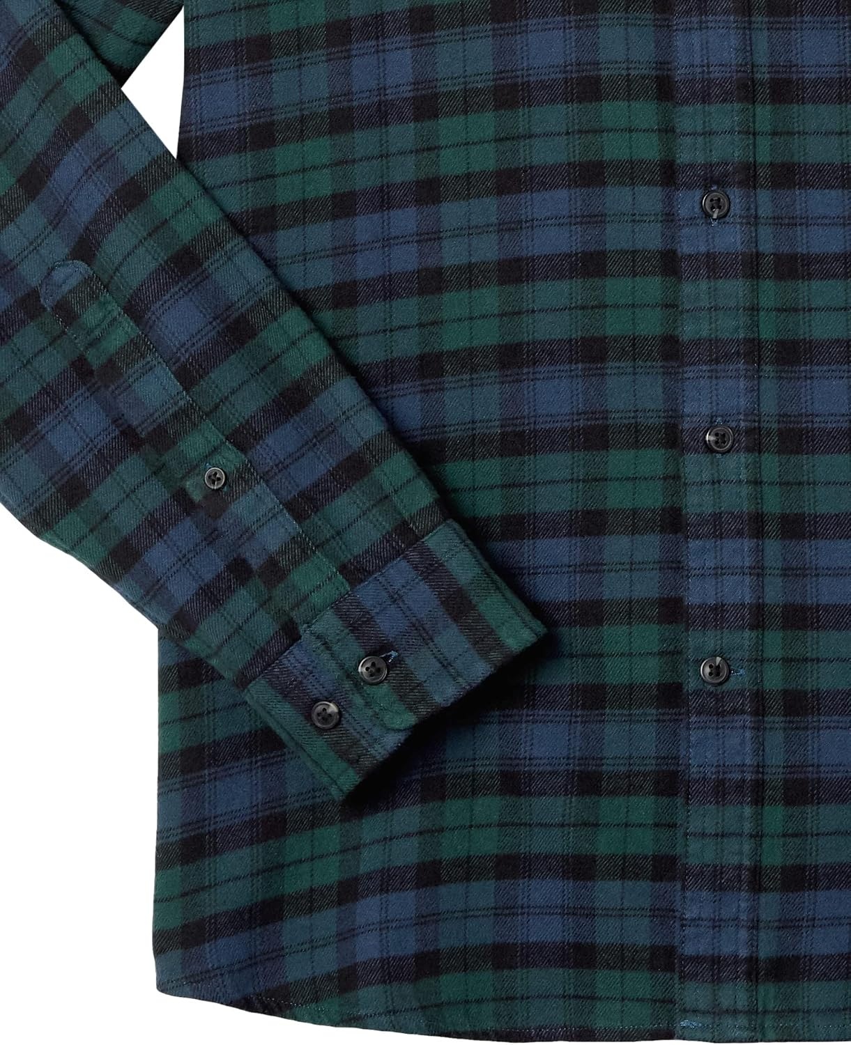 image:imageAmazon Essentials Mens SlimFit Brushed Cotton Flannel Shirt Long Sleeve Button Down Collared PlaidBlack Green Plaid