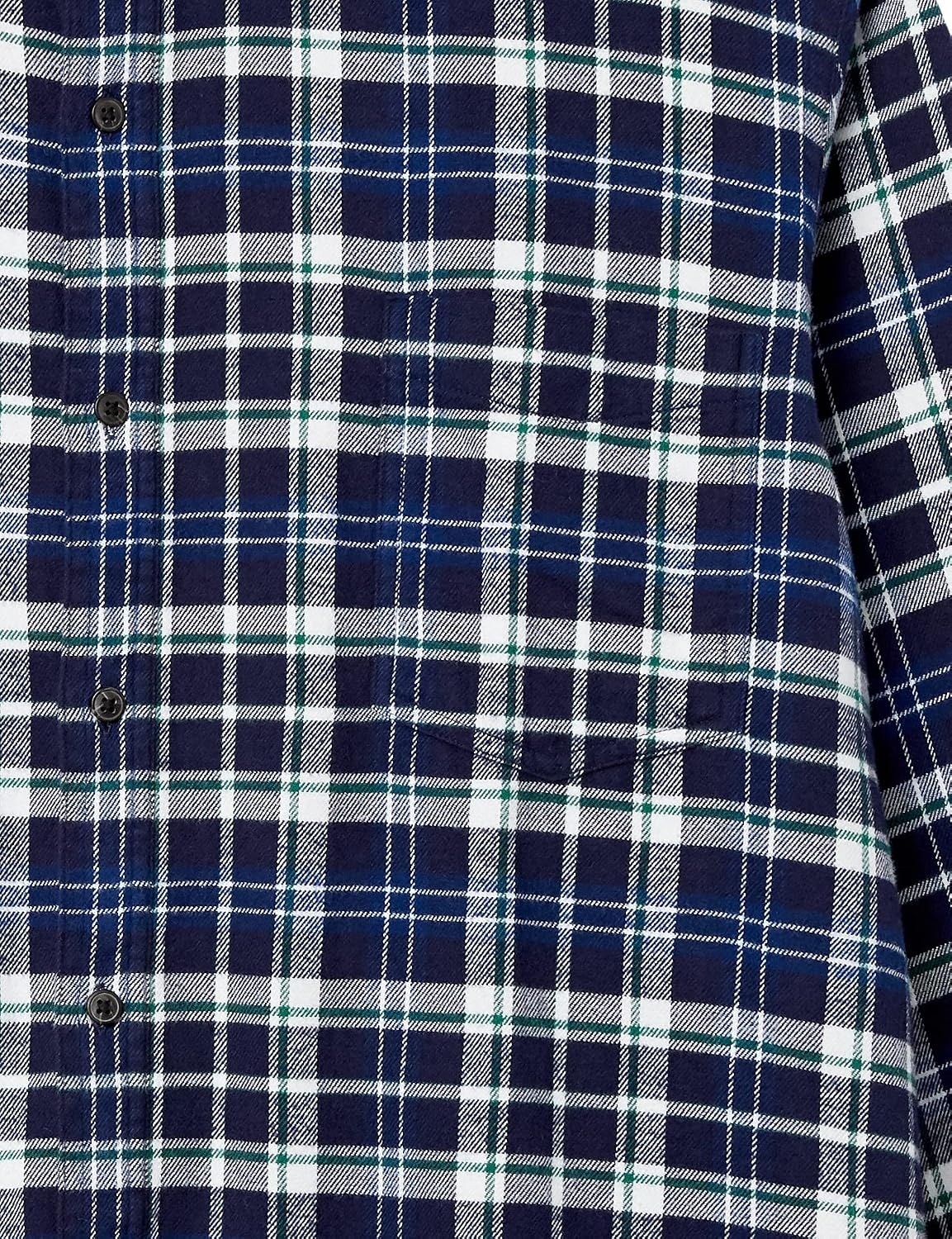 image:imageAmazon Essentials Mens SlimFit Brushed Cotton Flannel Shirt Long Sleeve Button Down Collared PlaidBlack Green White Plaid