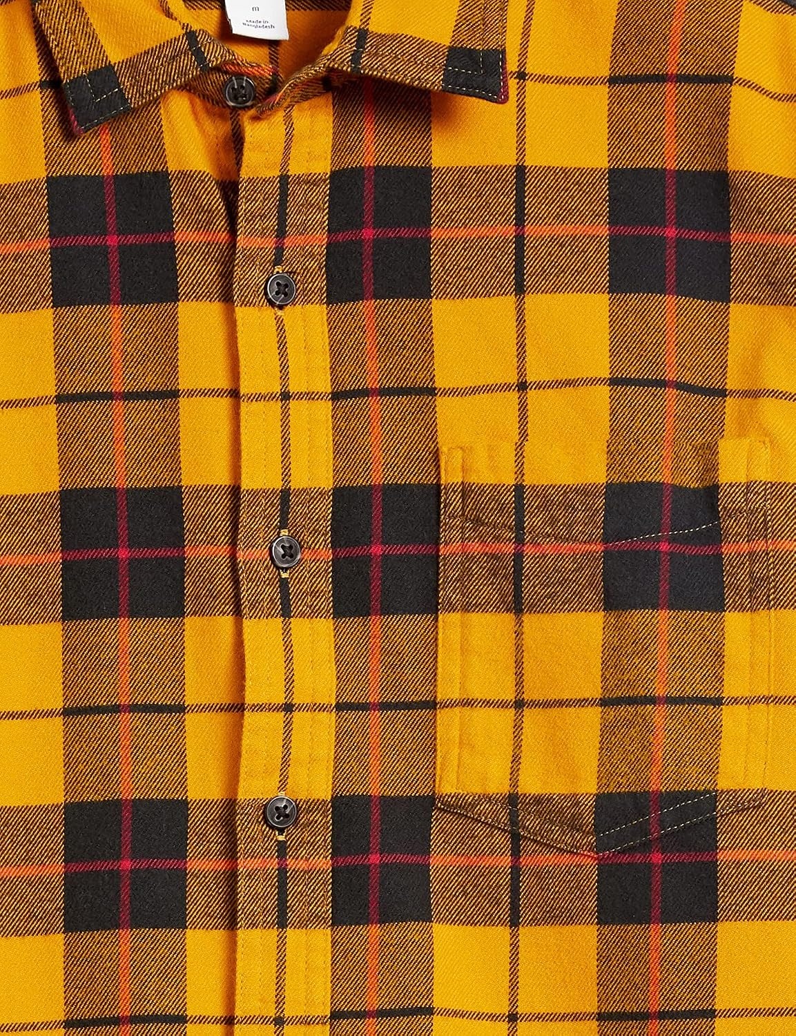 image:imageAmazon Essentials Mens SlimFit Brushed Cotton Flannel Shirt Long Sleeve Button Down Collared PlaidBlack Yellow Plaid