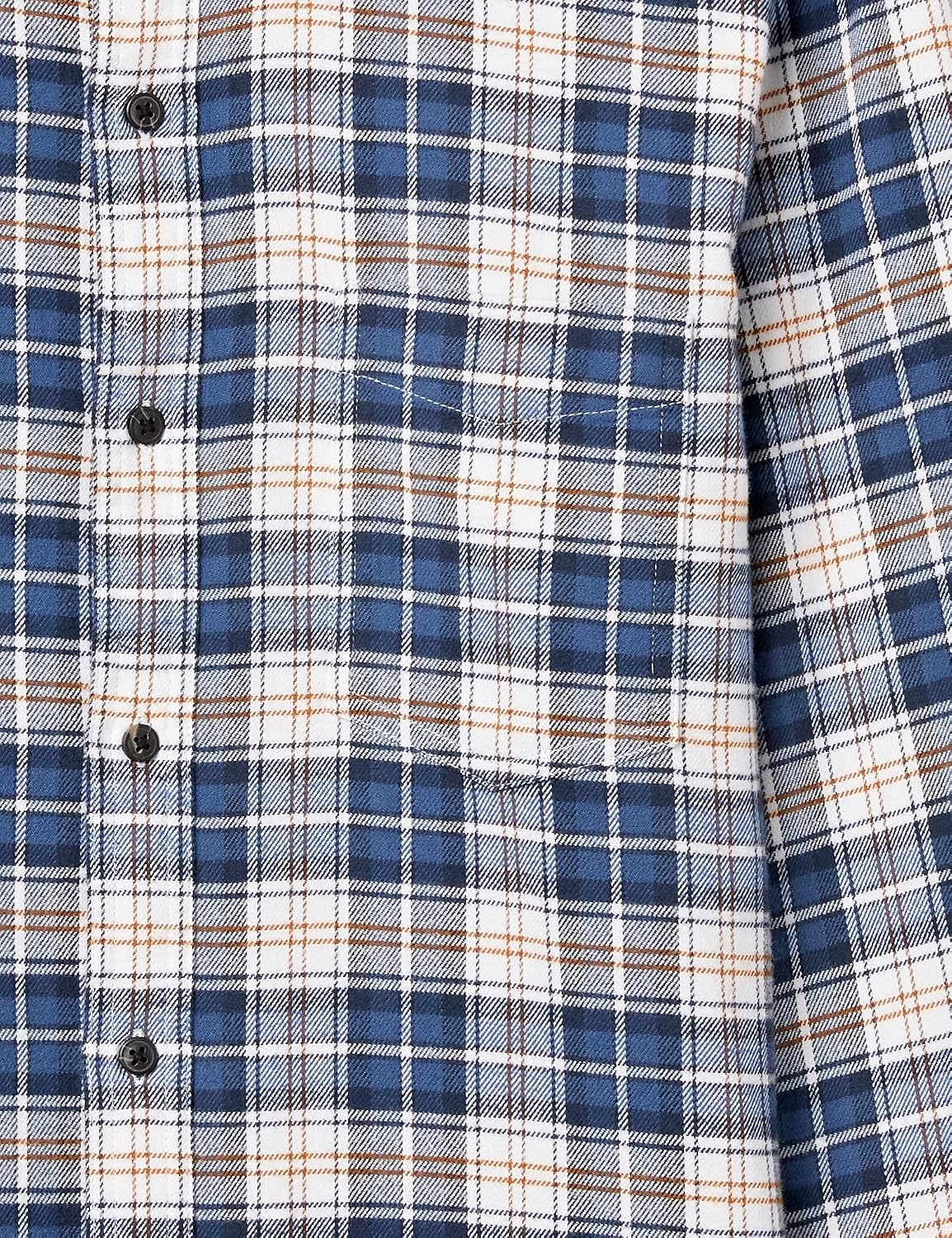 image:imageAmazon Essentials Mens SlimFit Brushed Cotton Flannel Shirt Long Sleeve Button Down Collared PlaidBlue Brown Plaid