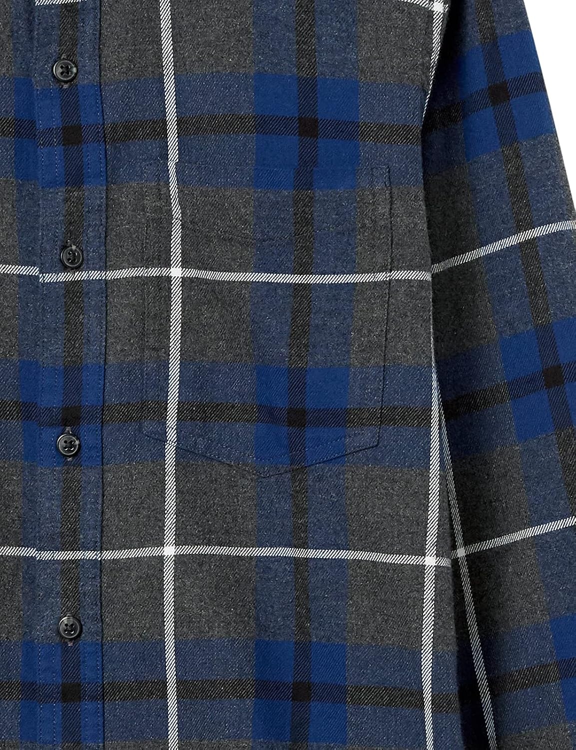 image:imageAmazon Essentials Mens SlimFit Brushed Cotton Flannel Shirt Long Sleeve Button Down Collared PlaidBlue Charcoal Heather Plaid