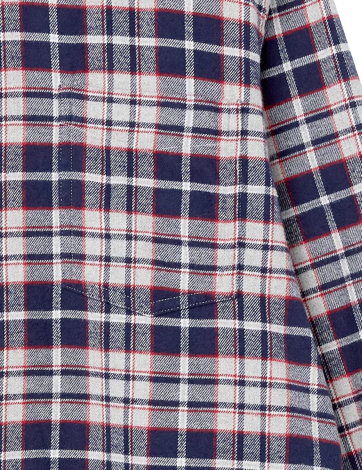 image:imageAmazon Essentials Mens SlimFit Brushed Cotton Flannel Shirt Long Sleeve Button Down Collared PlaidGrey Heather Navy Plaid