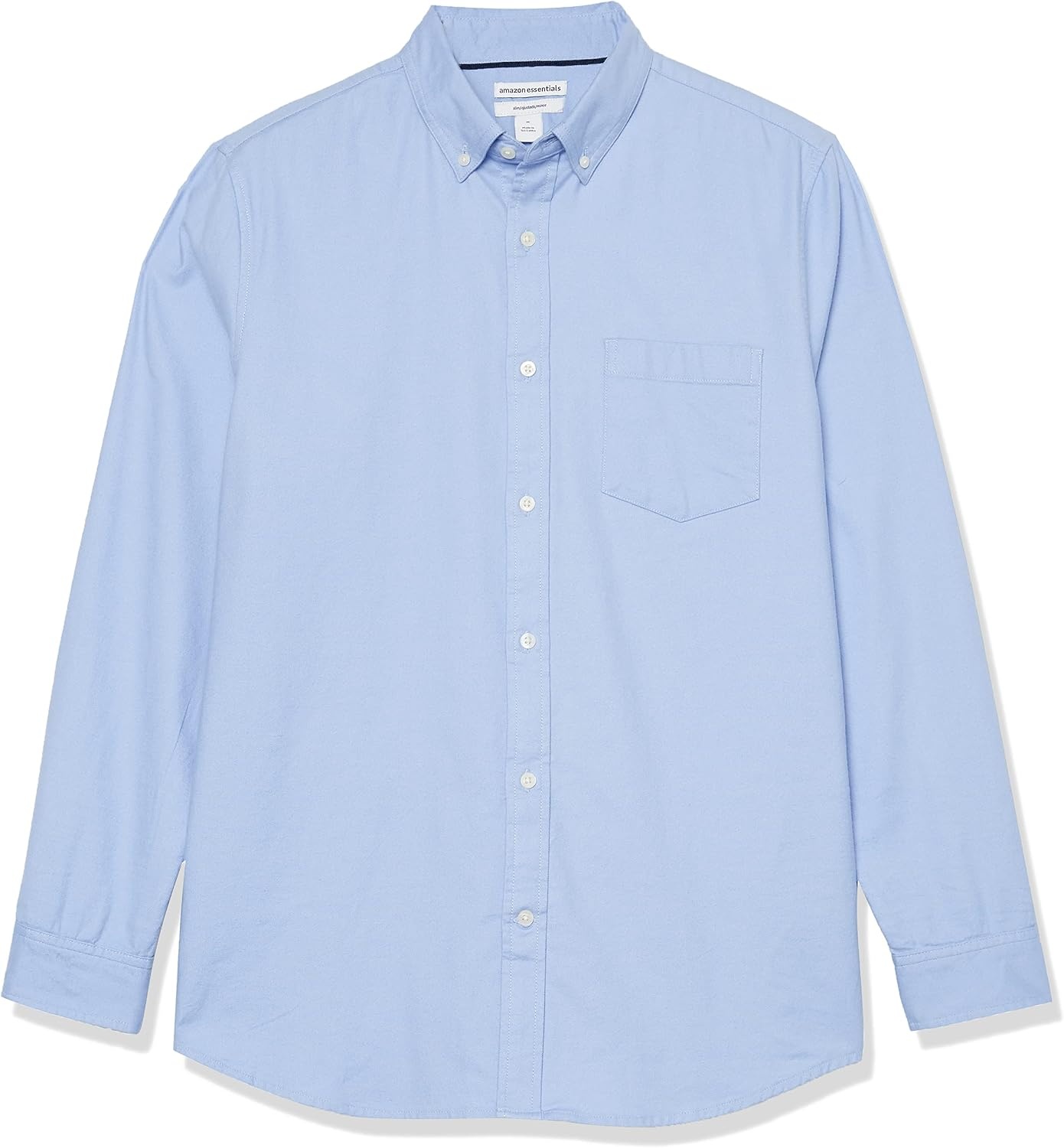 image:imageAmazon Essentials Mens SlimFit LongSleeve Stretch Oxford Shirt with PocketPowder Blue