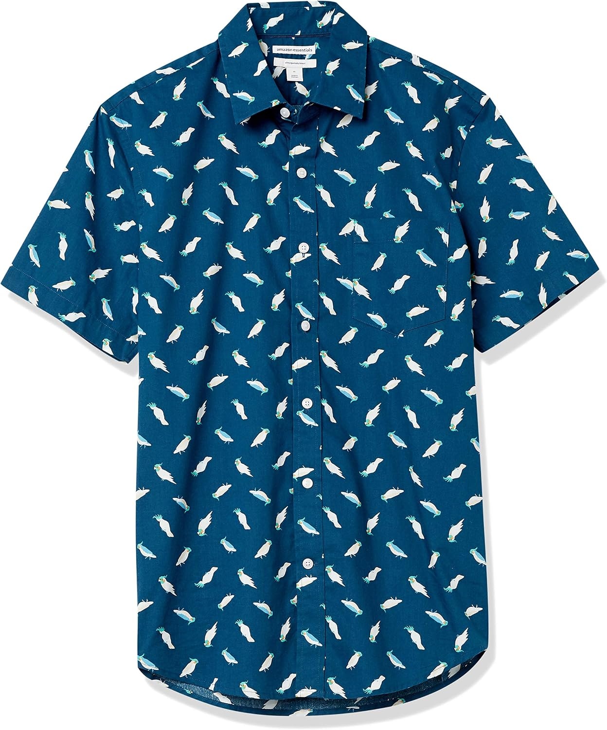 image:imageAmazon Essentials Mens SlimFit Mens Short Sleeve Collared Button Down ShirtClassic Blue Birds