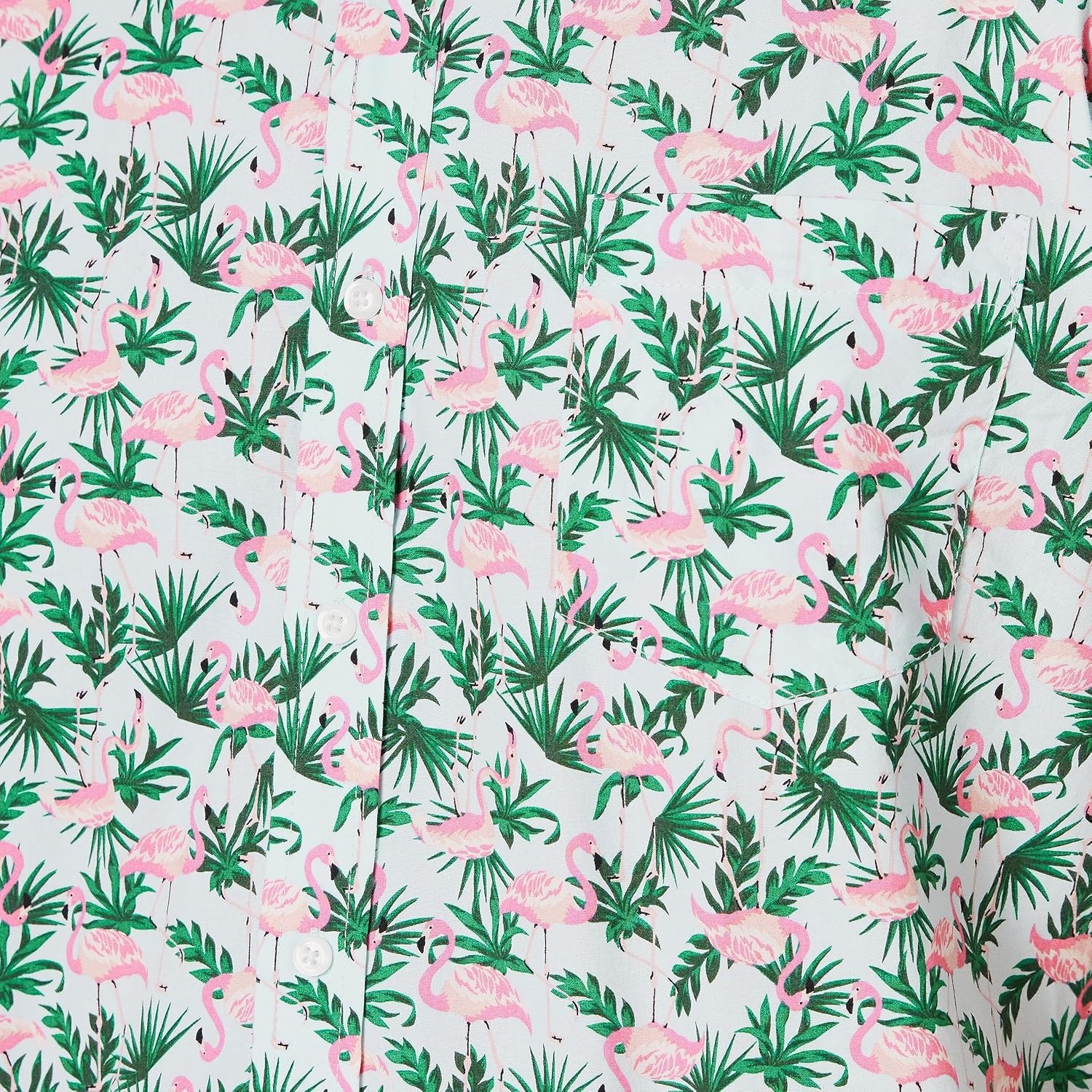 image:imageAmazon Essentials Mens SlimFit Mens Short Sleeve Collared Button Down ShirtPastel Green Flamingo