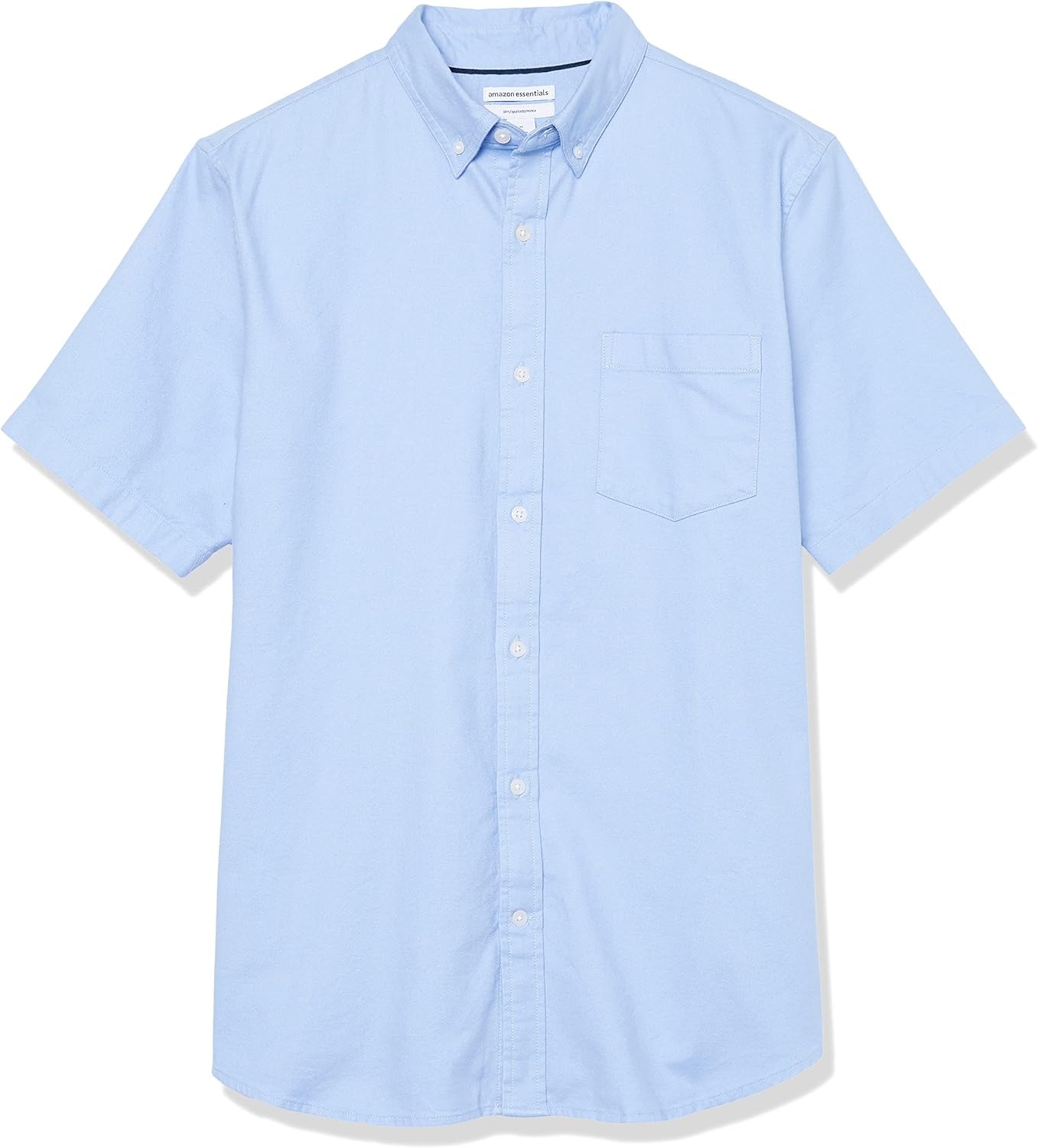 image:imageAmazon Essentials Mens SlimFit Short Sleeve Stretch Oxford Shirt with PocketPowder Blue