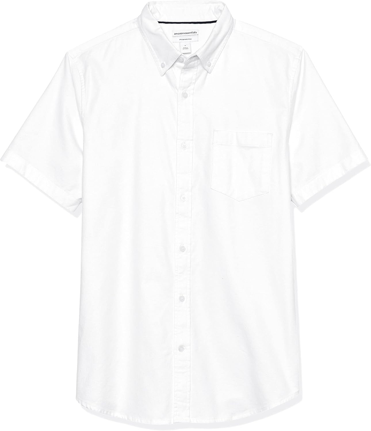 image:imageAmazon Essentials Mens SlimFit Short Sleeve Stretch Oxford Shirt with PocketWhite