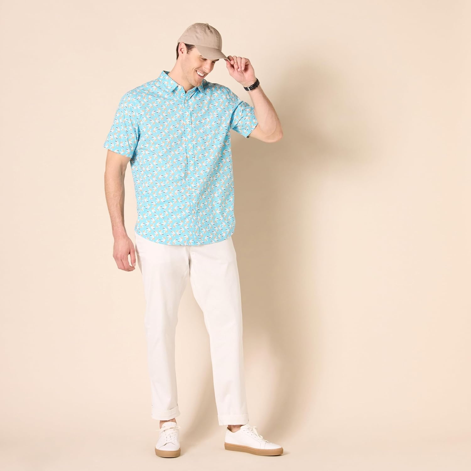 image:imageAmazon Essentials Mens SlimFit ShortSleeve Poplin ShirtAqua Blue