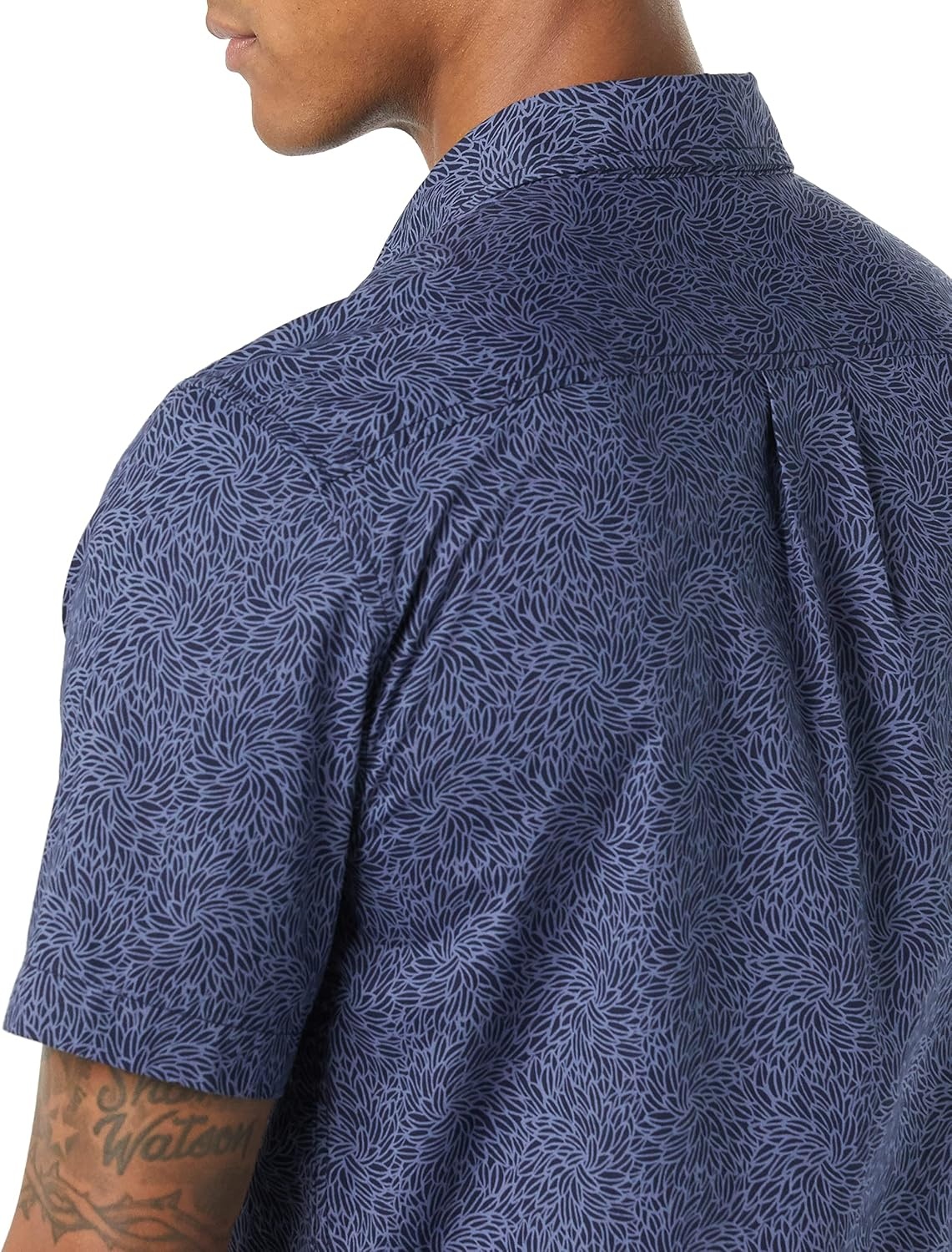 image:imageAmazon Essentials Mens SlimFit ShortSleeve Poplin ShirtNavy Tonal Floral Print