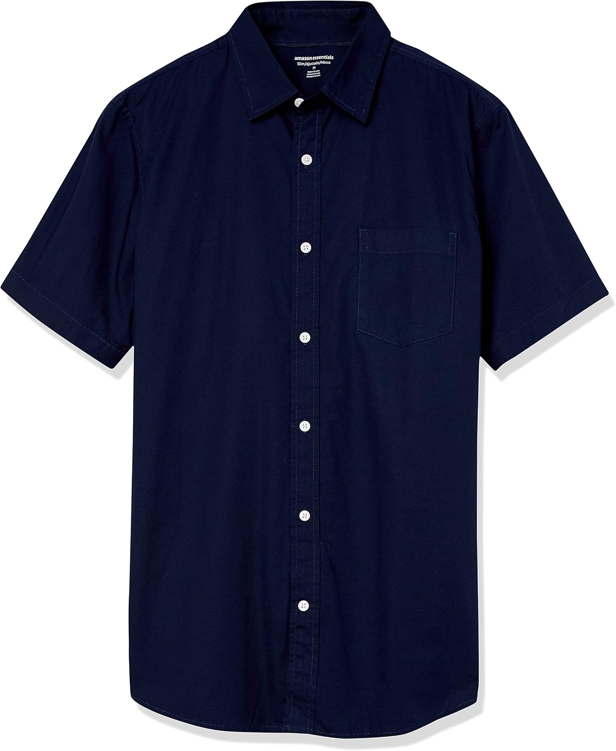 image:imageAmazon Essentials Mens SlimFit ShortSleeve Poplin ShirtNavy