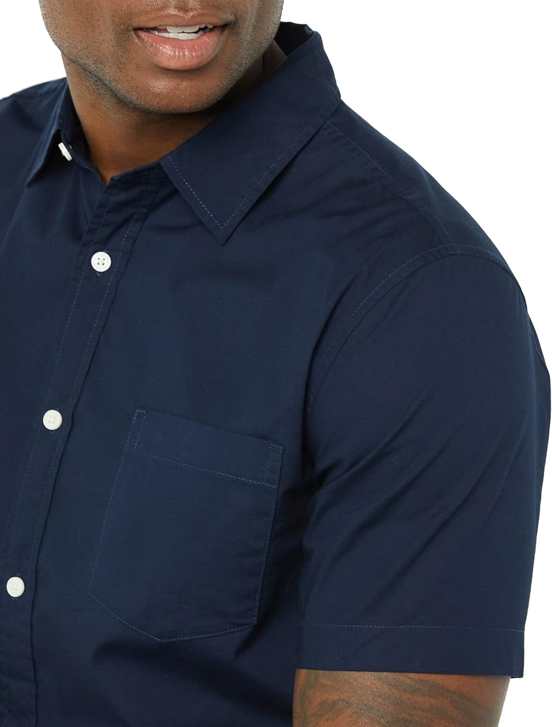 image:imageAmazon Essentials Mens SlimFit ShortSleeve Poplin ShirtNavy