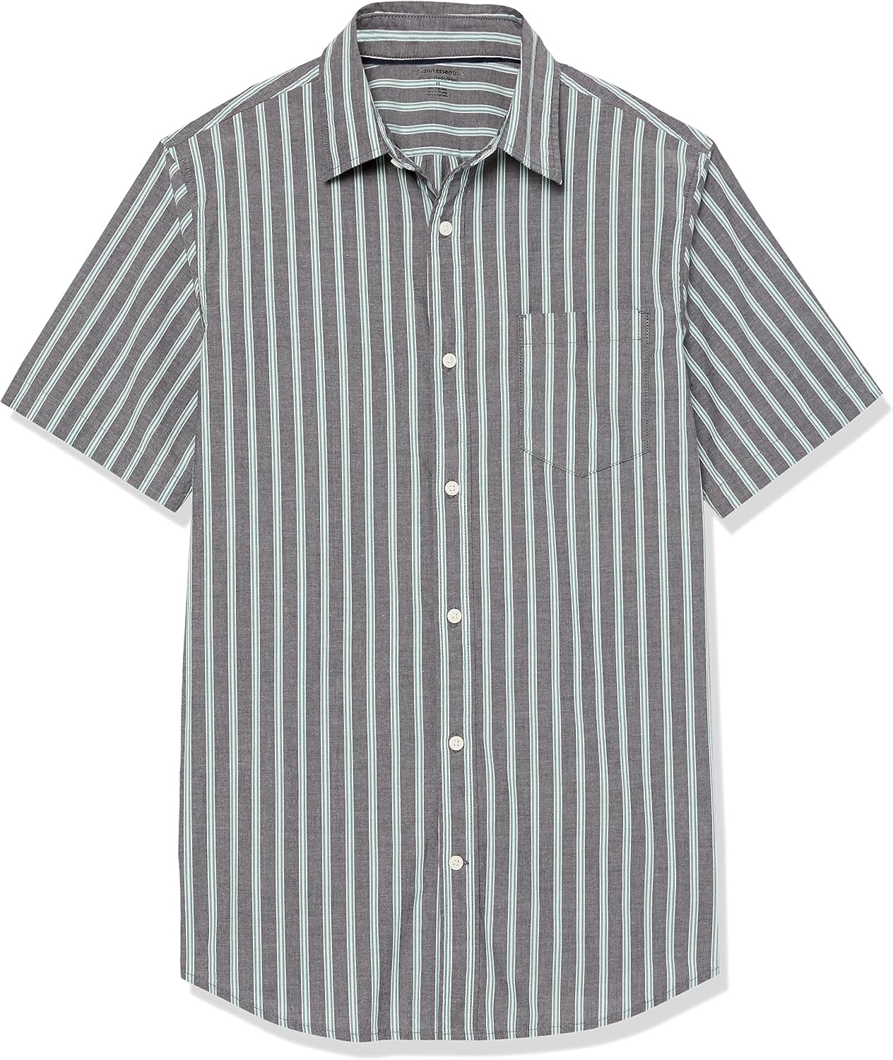 image:imageAmazon Essentials Mens SlimFit ShortSleeve Poplin ShirtNavy Stripe