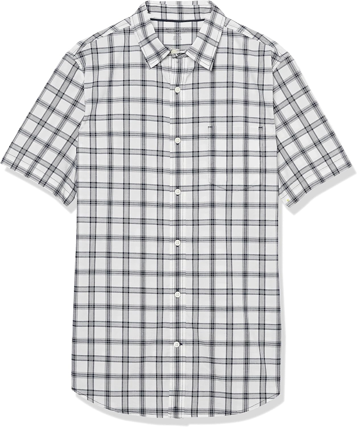 image:imageAmazon Essentials Mens SlimFit ShortSleeve Poplin ShirtNavy White Plaid