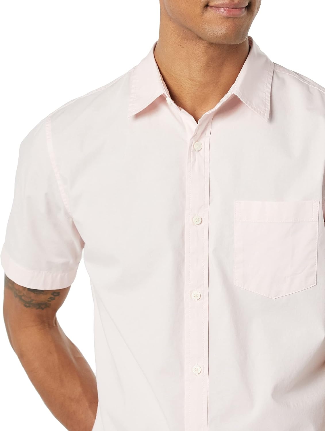 image:imageAmazon Essentials Mens SlimFit ShortSleeve Poplin ShirtPink