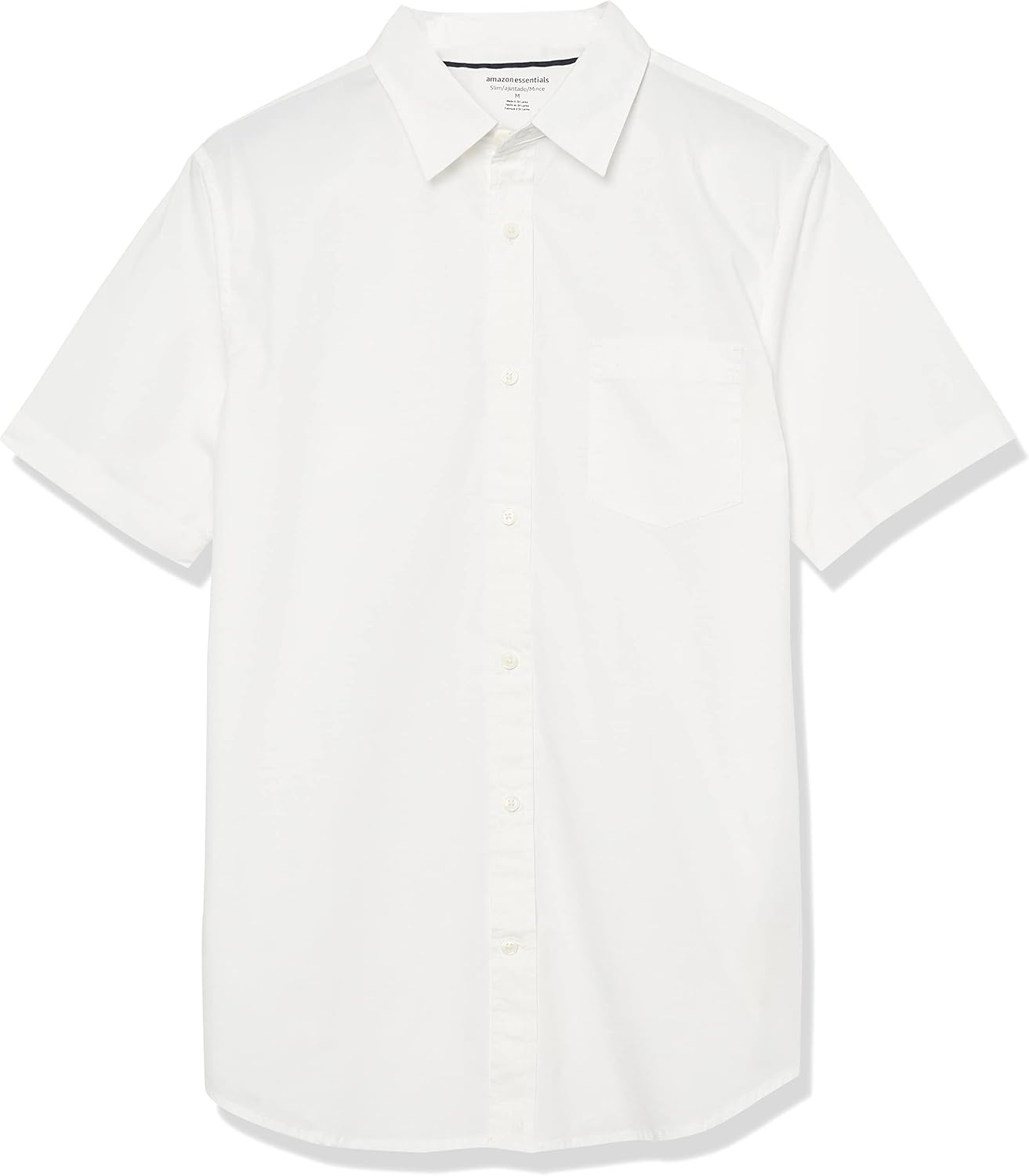 image:imageAmazon Essentials Mens SlimFit ShortSleeve Poplin ShirtWhite