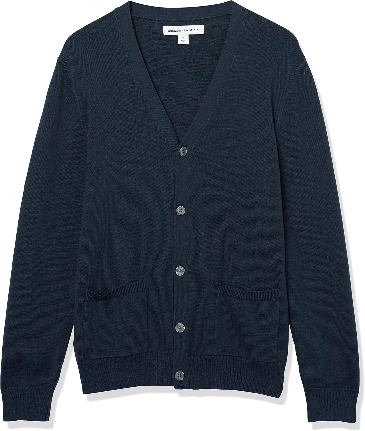image:imageAmazon Essentials Mens VNeck Cotton Knitted Cardigan Sweater RibbedNavy