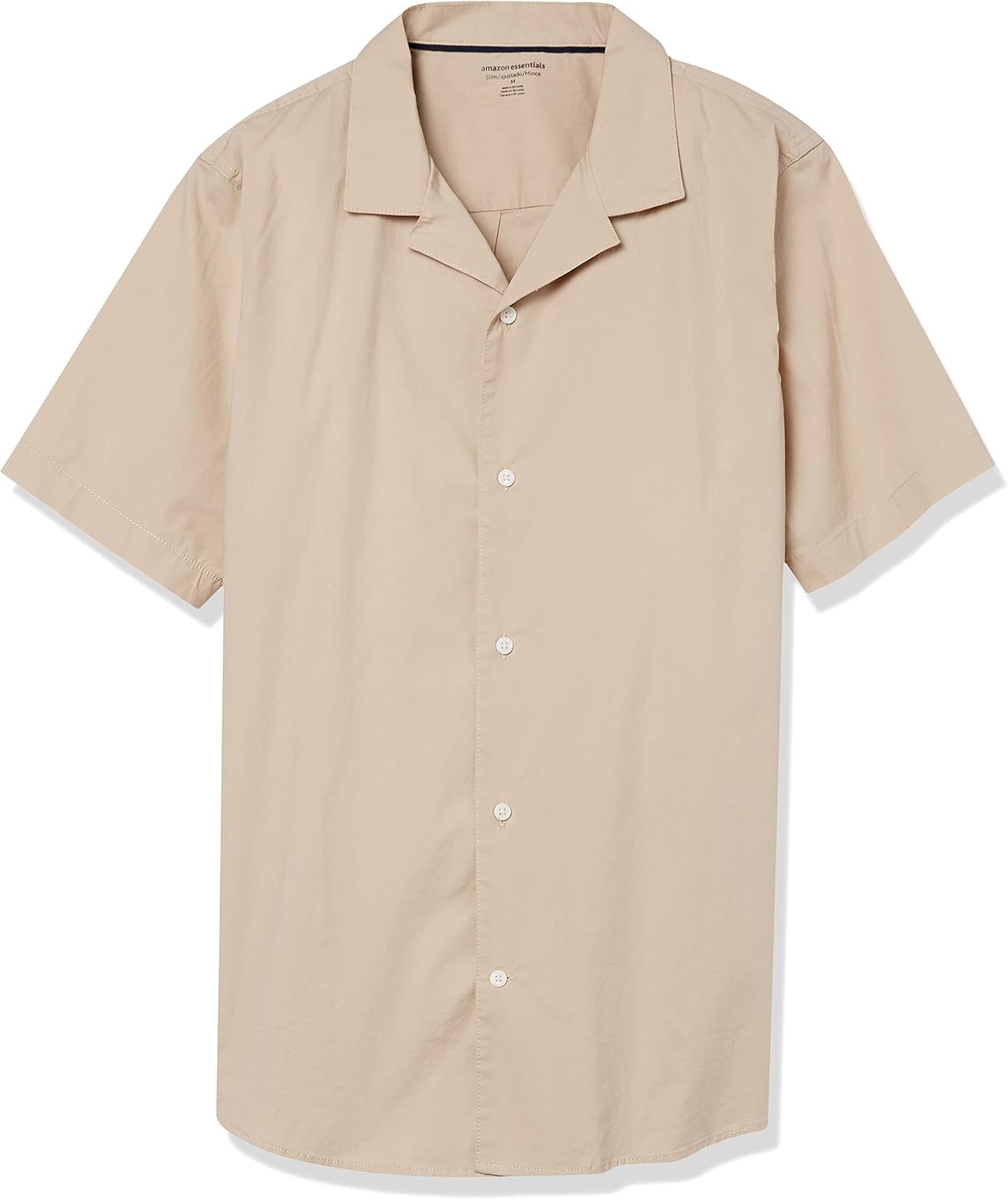 image:imageAmazon Essentials Mens Vacation Cotton ButtonDown Short Sleeve Resort ShirtKhaki Brown