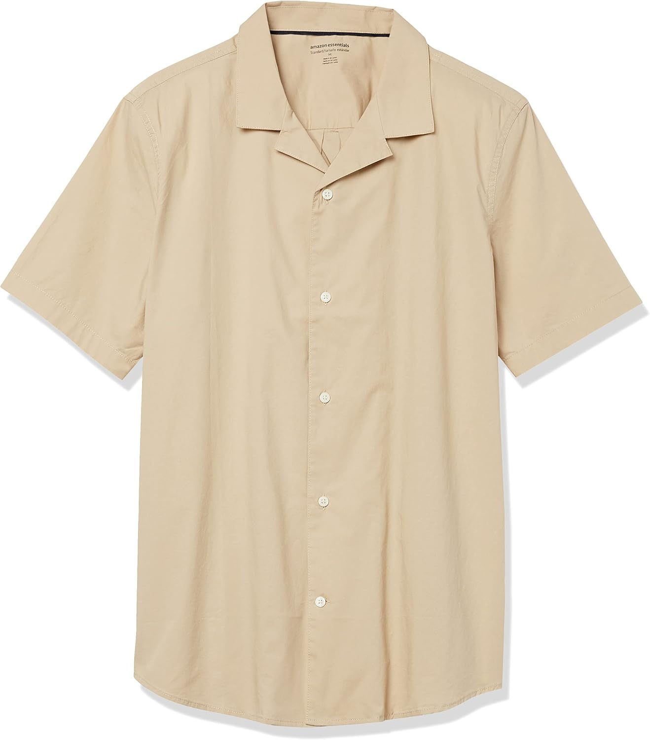 image:imageAmazon Essentials Mens Vacation Cotton ButtonDown Short Sleeve Resort ShirtKhaki Brown