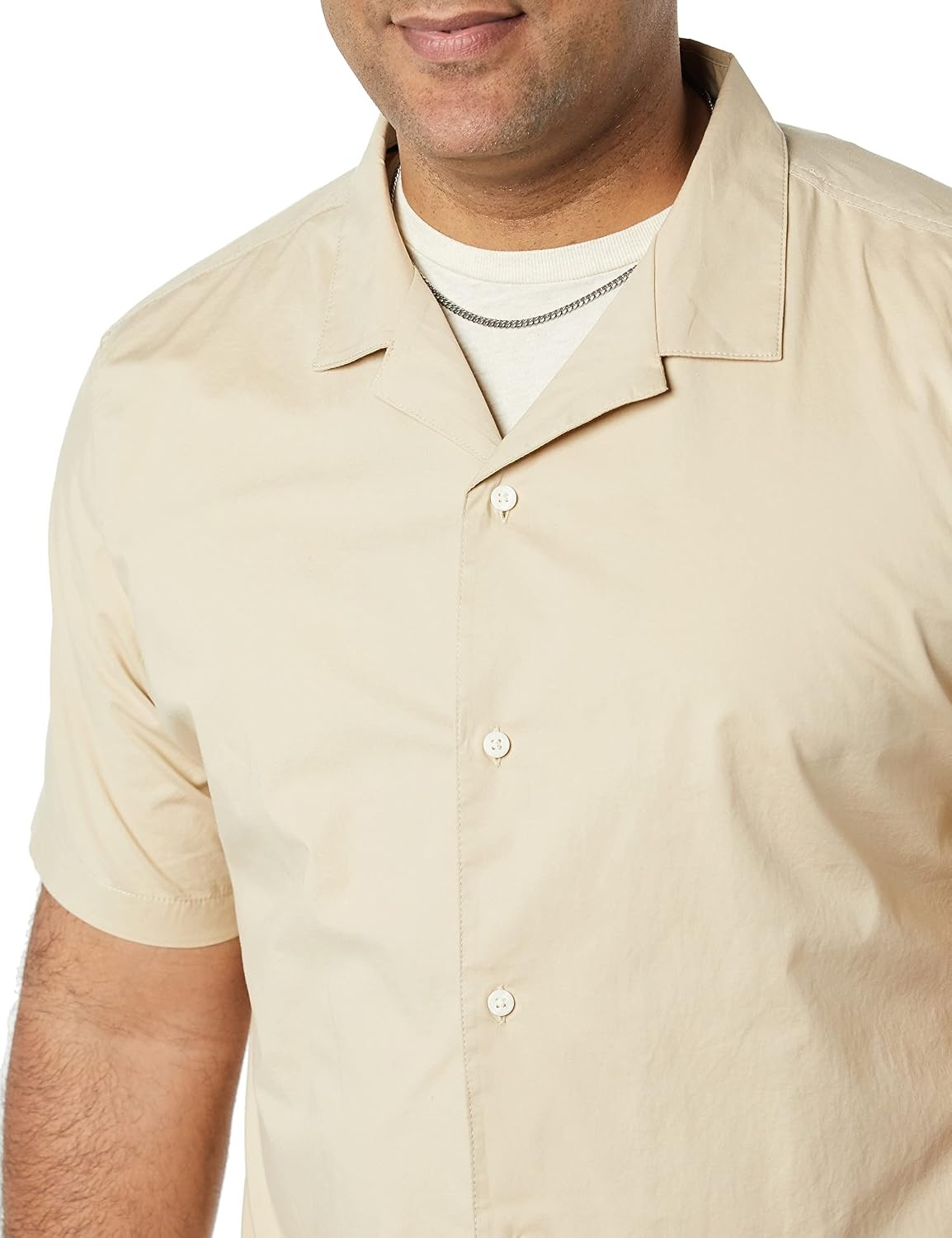 image:imageAmazon Essentials Mens Vacation Cotton ButtonDown Short Sleeve Resort ShirtKhaki Brown