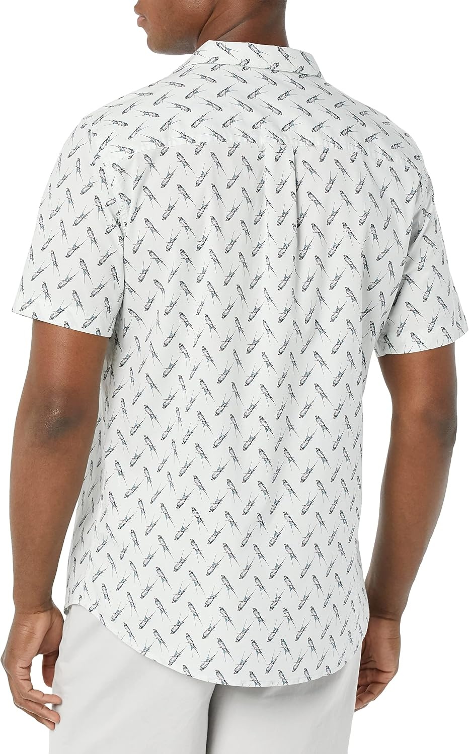 image:imageAmazon Essentials Mens Vacation Cotton ButtonDown Short Sleeve Resort ShirtLight Blue Bird Print
