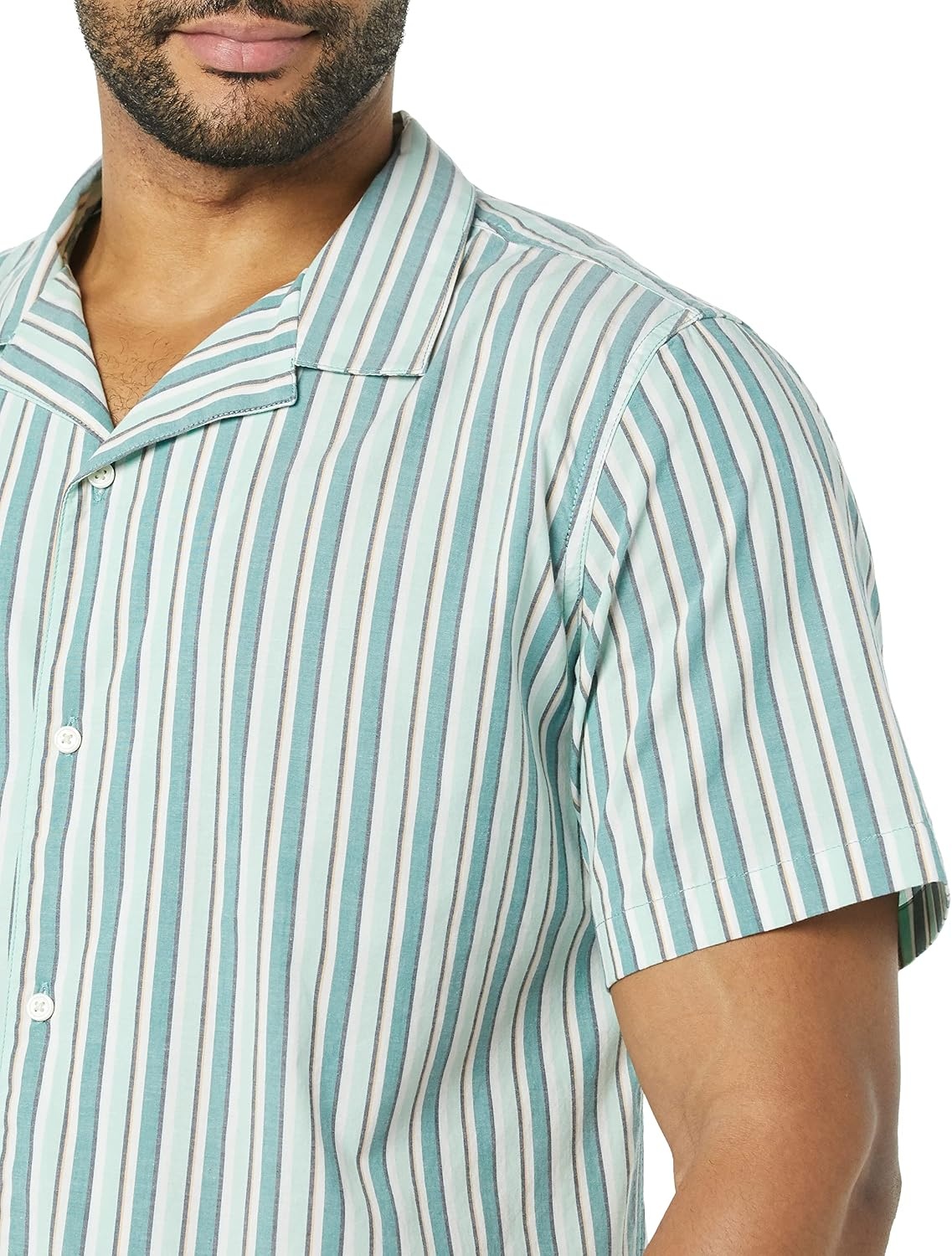 image:imageAmazon Essentials Mens Vacation Cotton ButtonDown Short Sleeve Resort ShirtMulticolor Stripe