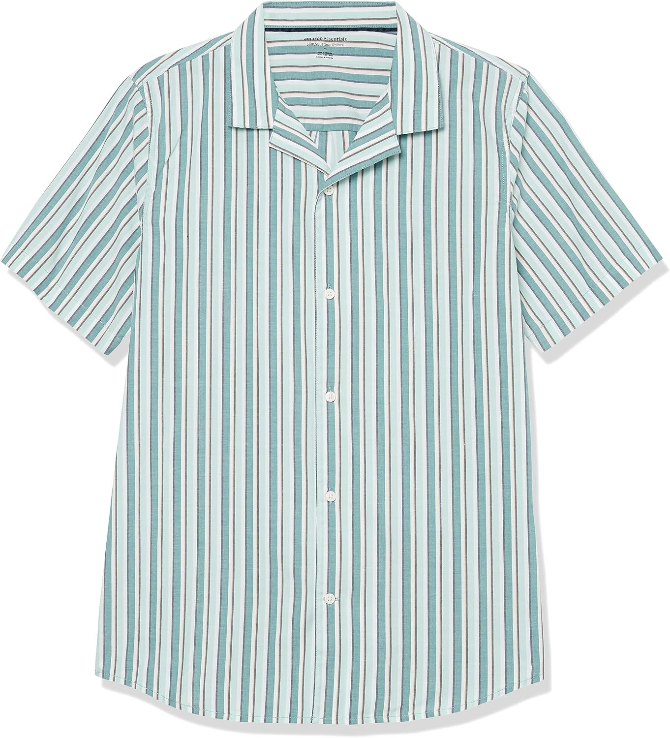 image:imageAmazon Essentials Mens Vacation Cotton ButtonDown Short Sleeve Resort ShirtMulticolor Stripe