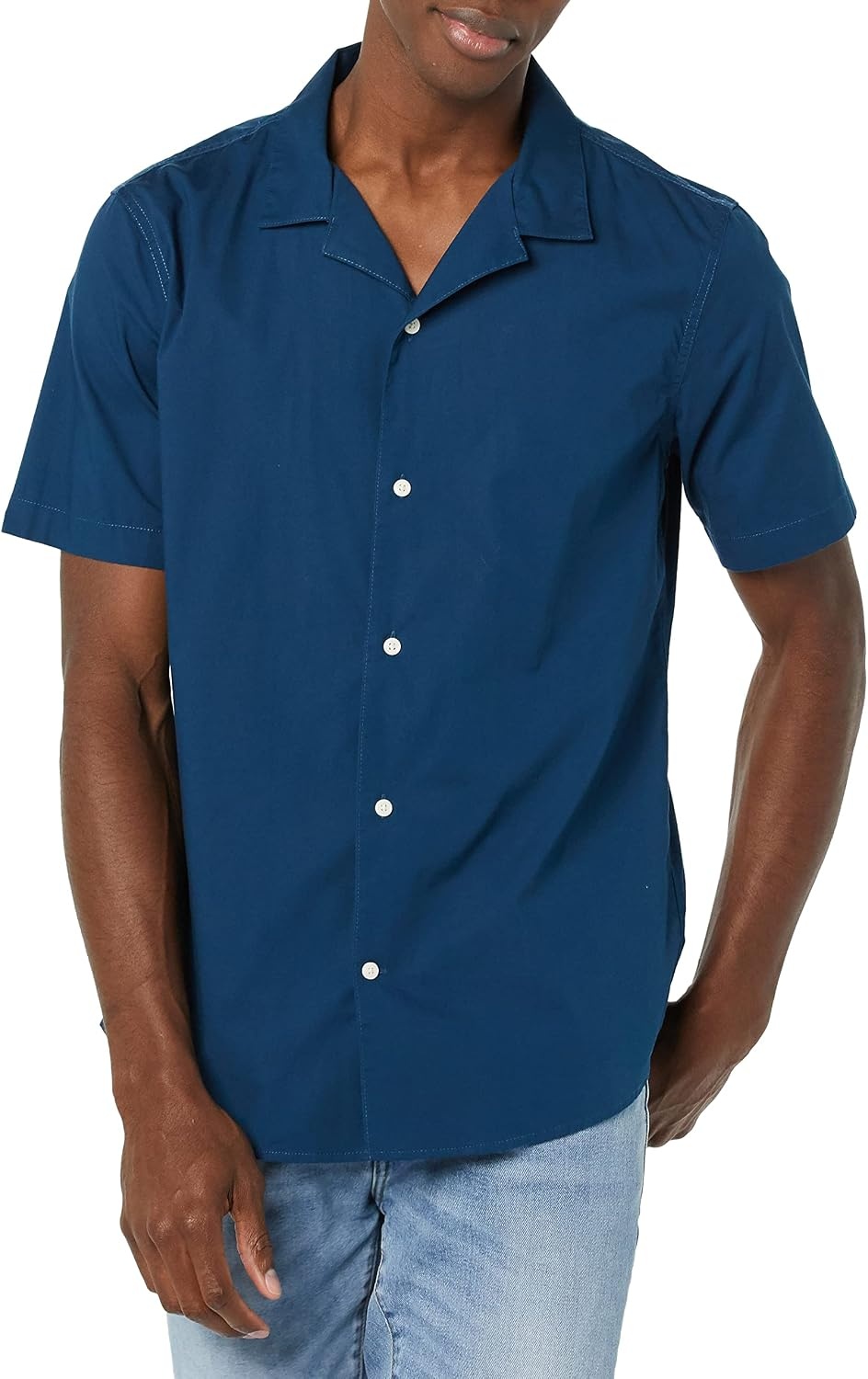 image:imageAmazon Essentials Mens Vacation Cotton ButtonDown Short Sleeve Resort ShirtNavy
