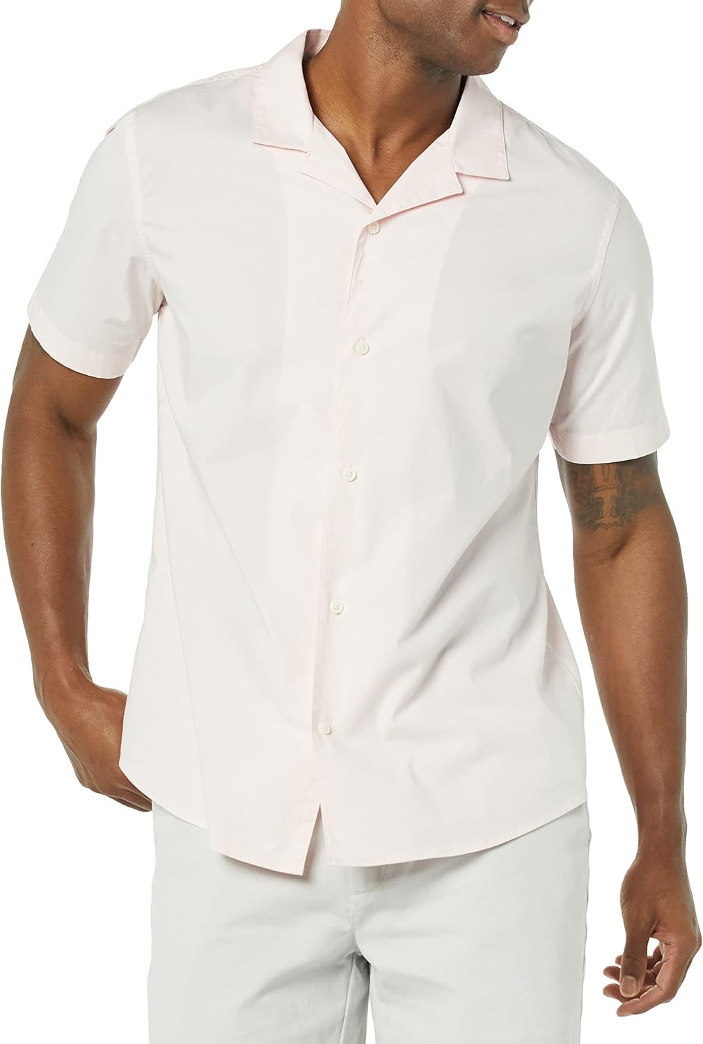 image:imageAmazon Essentials Mens Vacation Cotton ButtonDown Short Sleeve Resort ShirtPink
