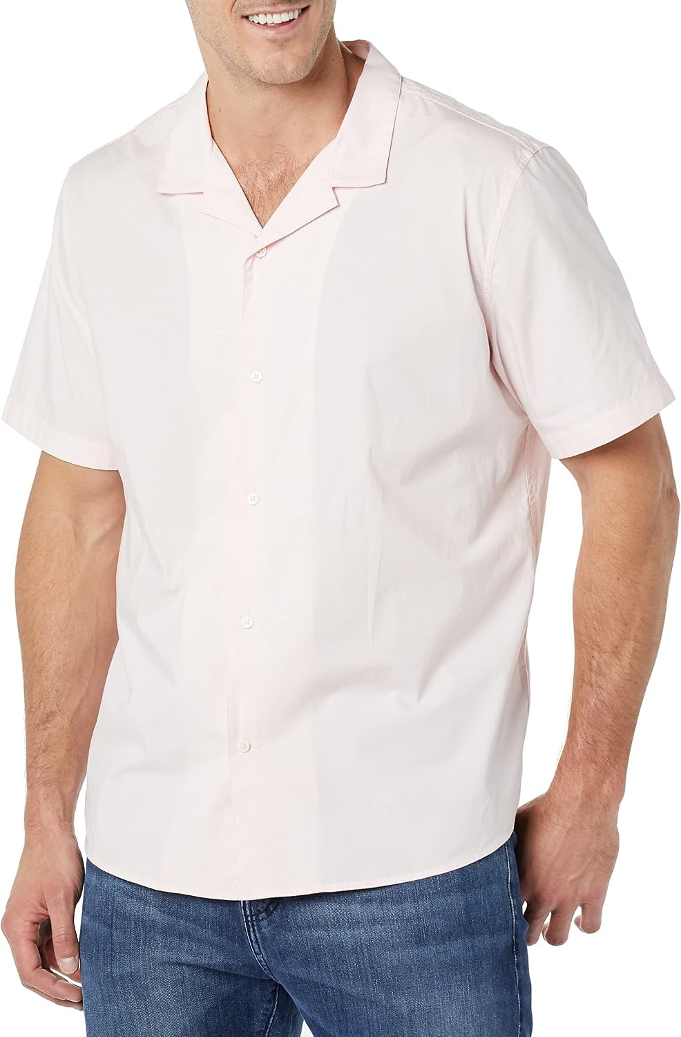 image:imageAmazon Essentials Mens Vacation Cotton ButtonDown Short Sleeve Resort ShirtPink