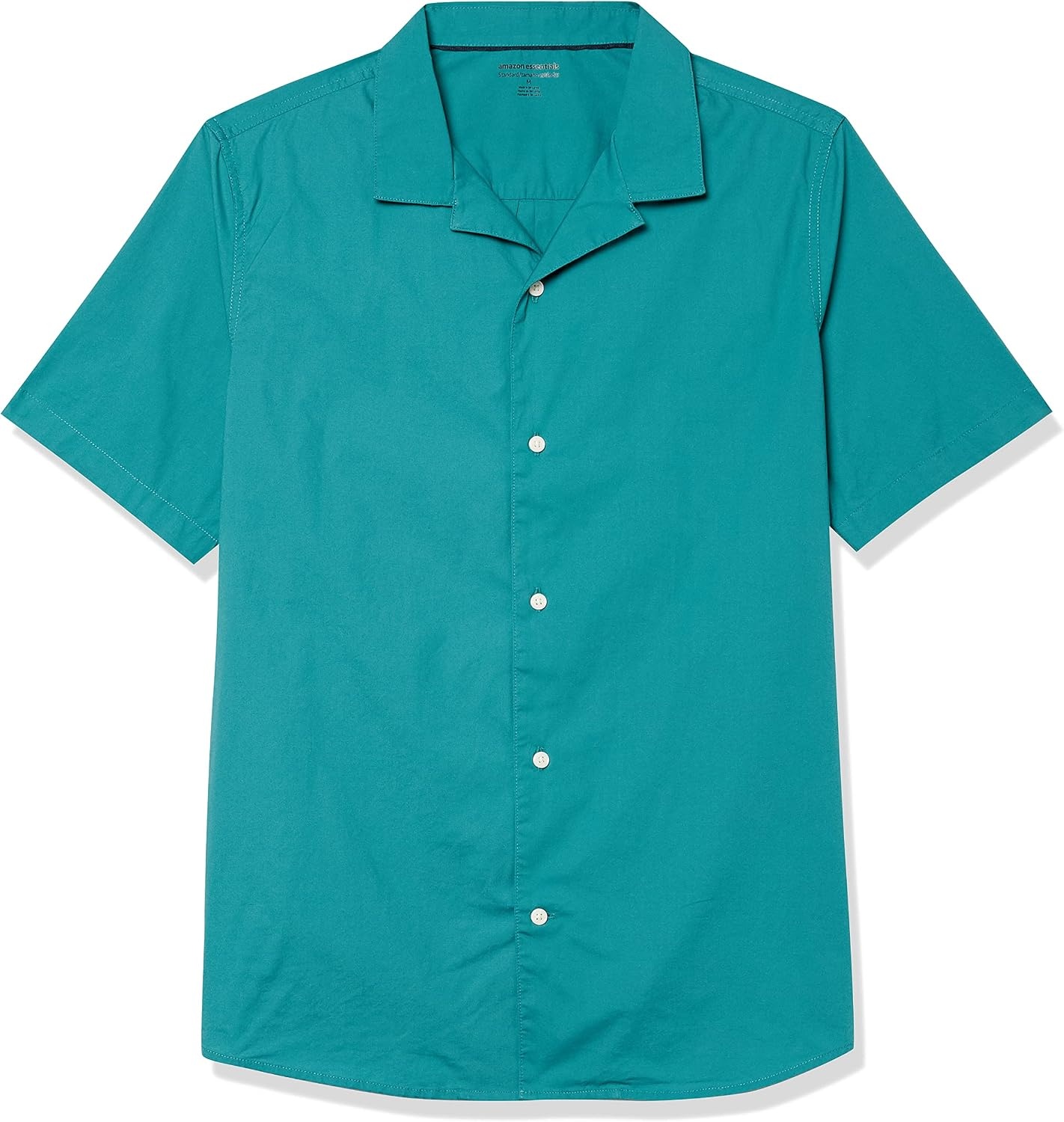 image:imageAmazon Essentials Mens Vacation Cotton ButtonDown Short Sleeve Resort ShirtTeal Blue