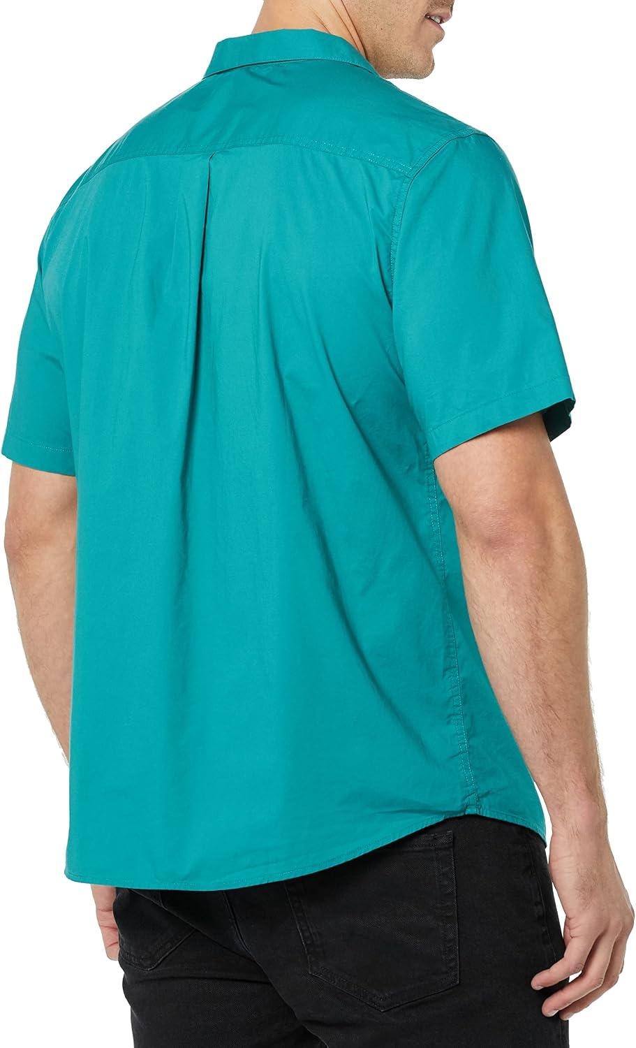 image:imageAmazon Essentials Mens Vacation Cotton ButtonDown Short Sleeve Resort ShirtTeal Blue