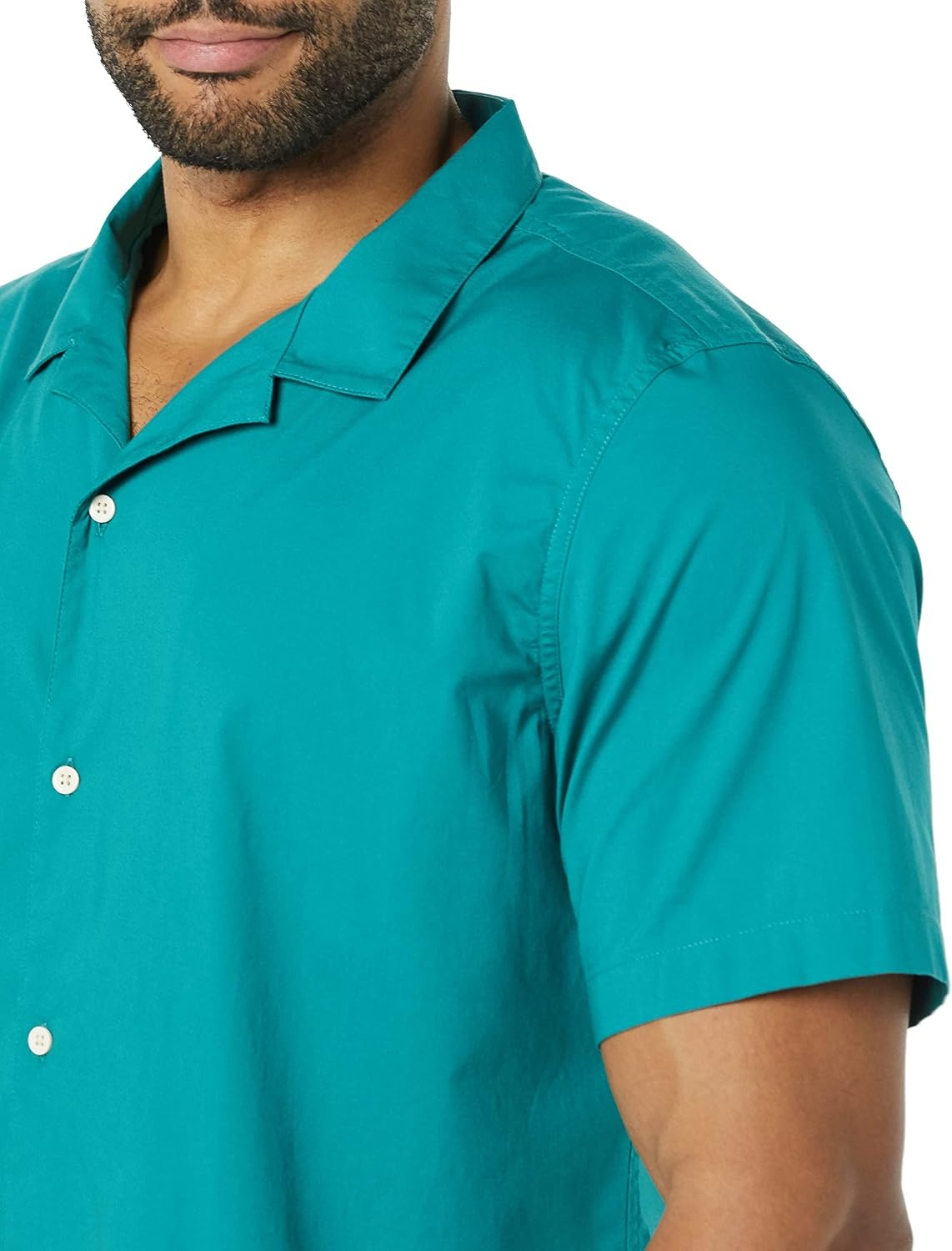 image:imageAmazon Essentials Mens Vacation Cotton ButtonDown Short Sleeve Resort ShirtTeal Blue