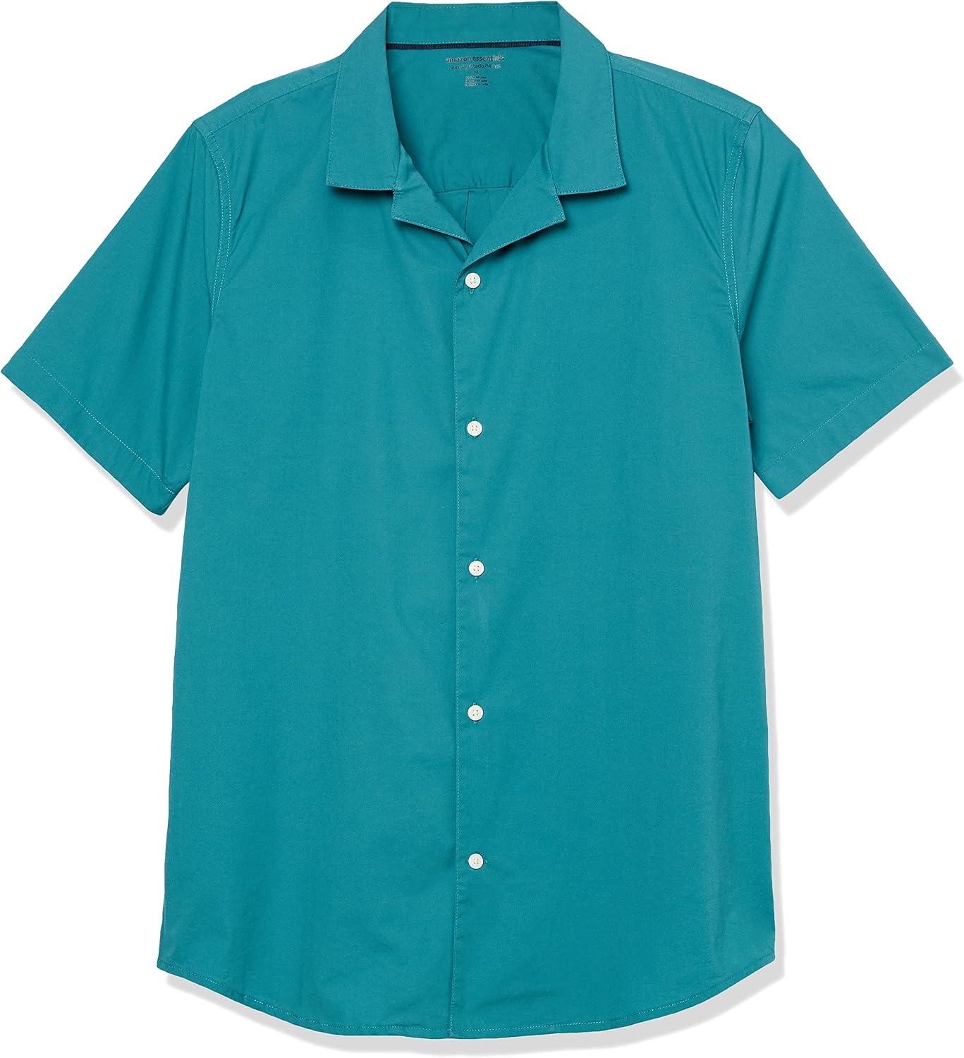 image:imageAmazon Essentials Mens Vacation Cotton ButtonDown Short Sleeve Resort ShirtTeal Blue